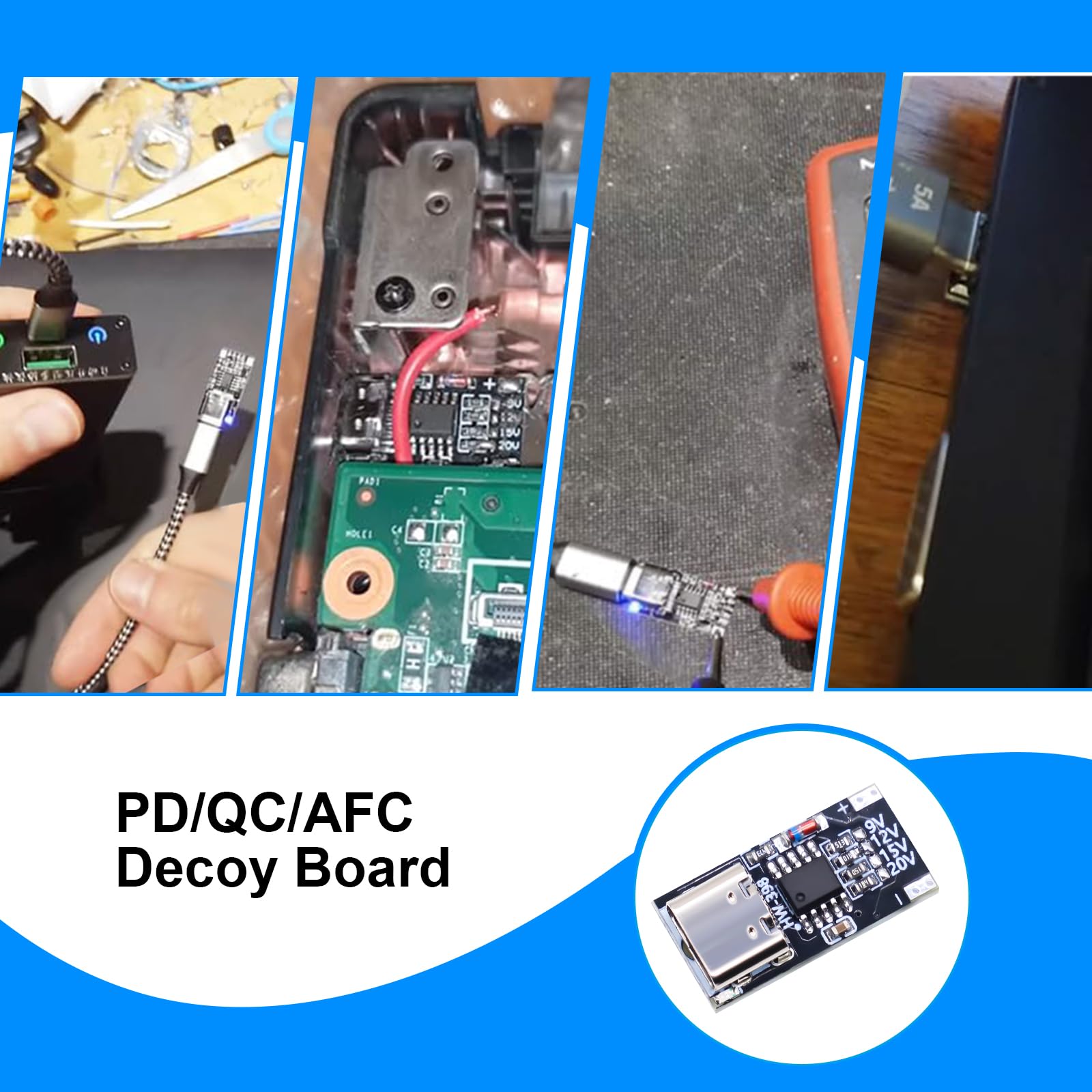 PD/QC/AFC carica rapida esca trigger AYWHP 10 Pezzi Modulo di attivazione dell'esca a ricarica rapida Type-C Scheda Decoy Board Supporto PD3.0/PPS/QC4+/FCP/AFC