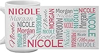 Personalized Signature Coffee Mug - Custom 15oz Your Name Mug by Let's Make Memories - Pink/Teal, Ideal Stocking Stuffer Gift