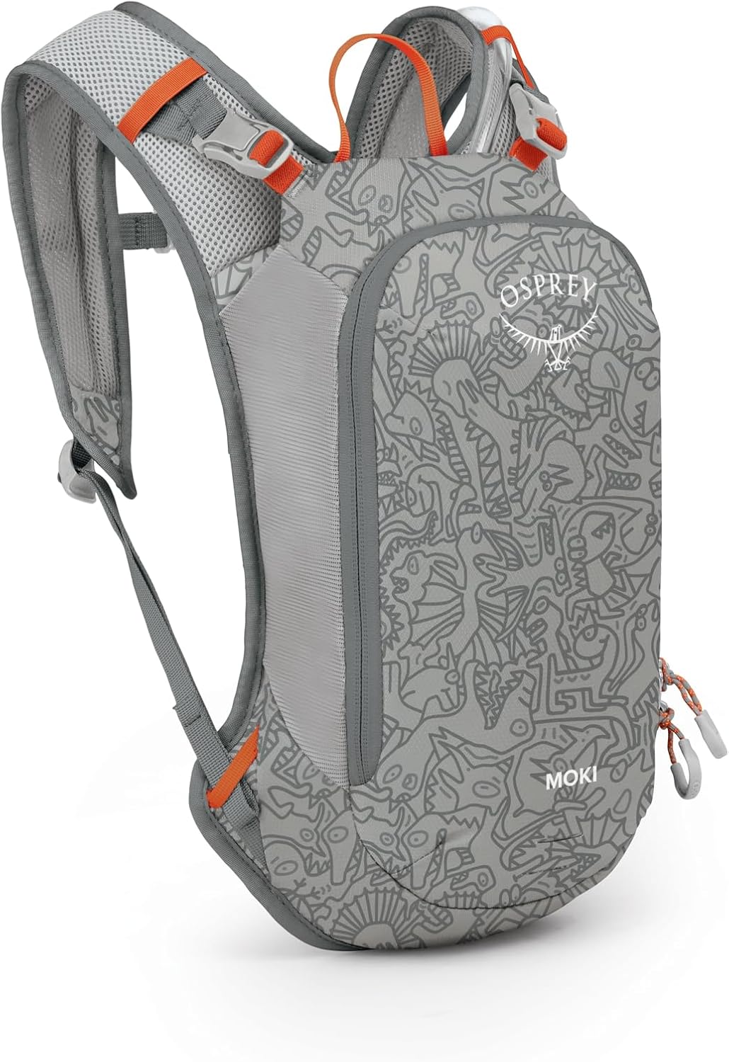 Osprey Moki 3L Mochila de ciclismo para niños con depósito hidráulico, Estampado De Dino Hambriento, 40L US