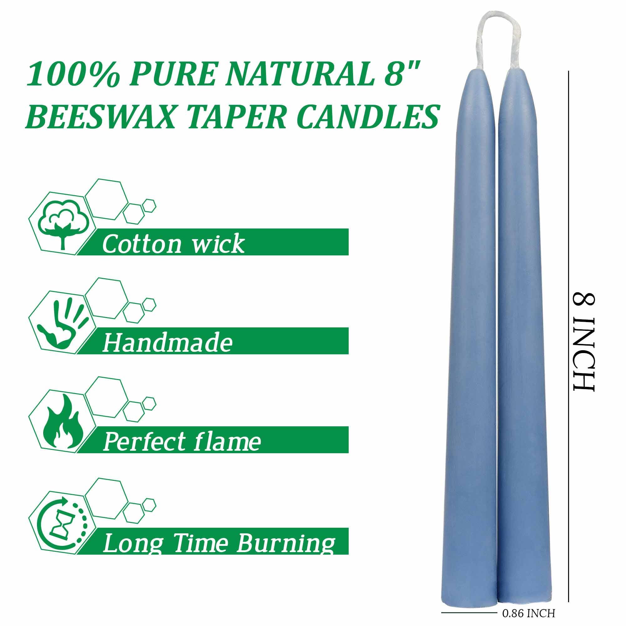 Bule Beeswax Taper Candles, 8