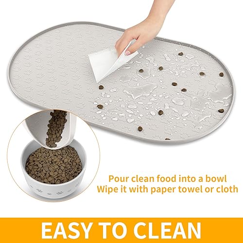 Miniatura 128 de KPWACD Tapete de alimentación de mascotas para perros y gatos, mantel individual de silicona para perros, antideslizante, impermeable, evita