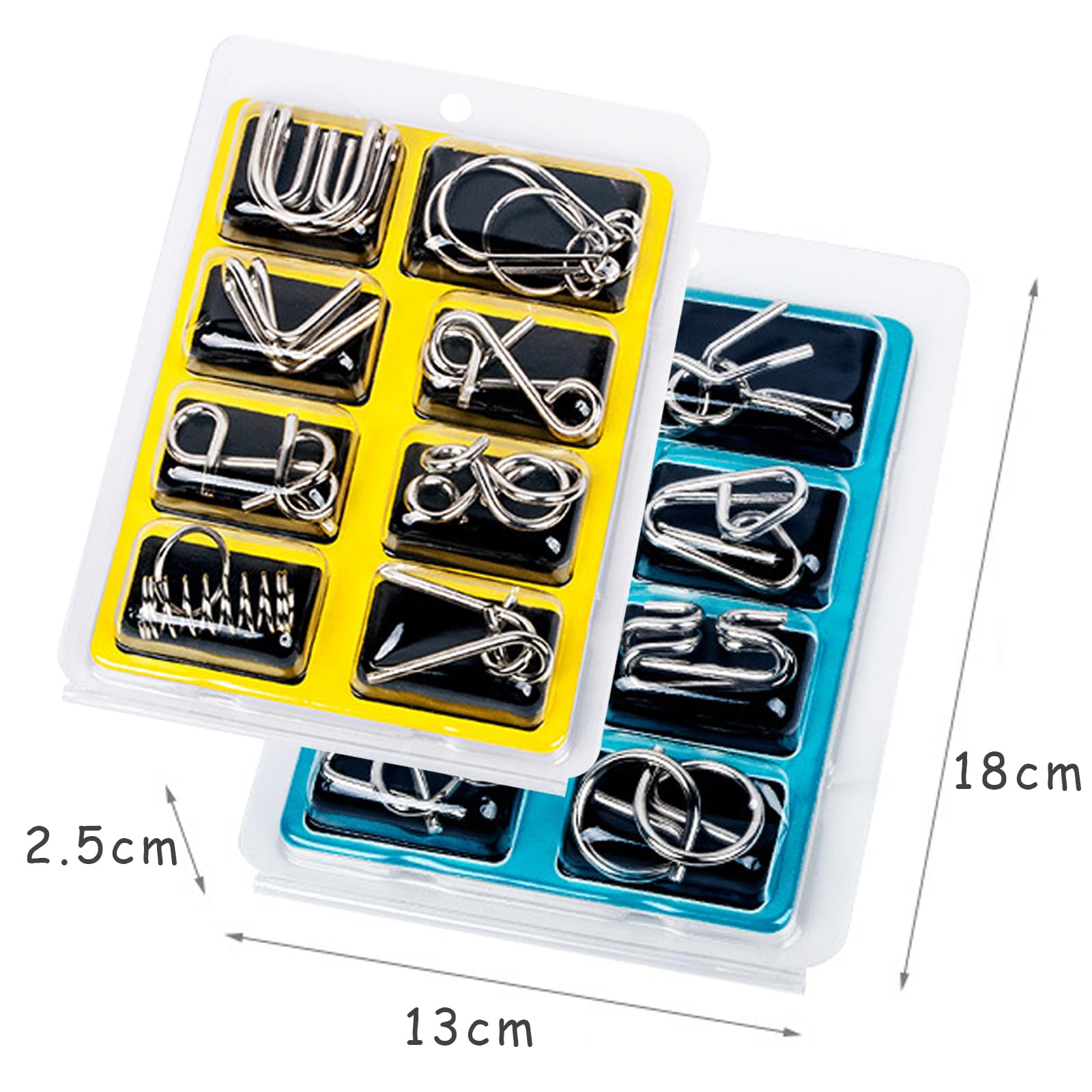 Rompicapo di Metallo Set di 16 Giochi Metallo Educativo Intelligenza - Giocattoli Metal Wire Puzzle Rompicapi IQ Intelligenza per Adulti e Bambini