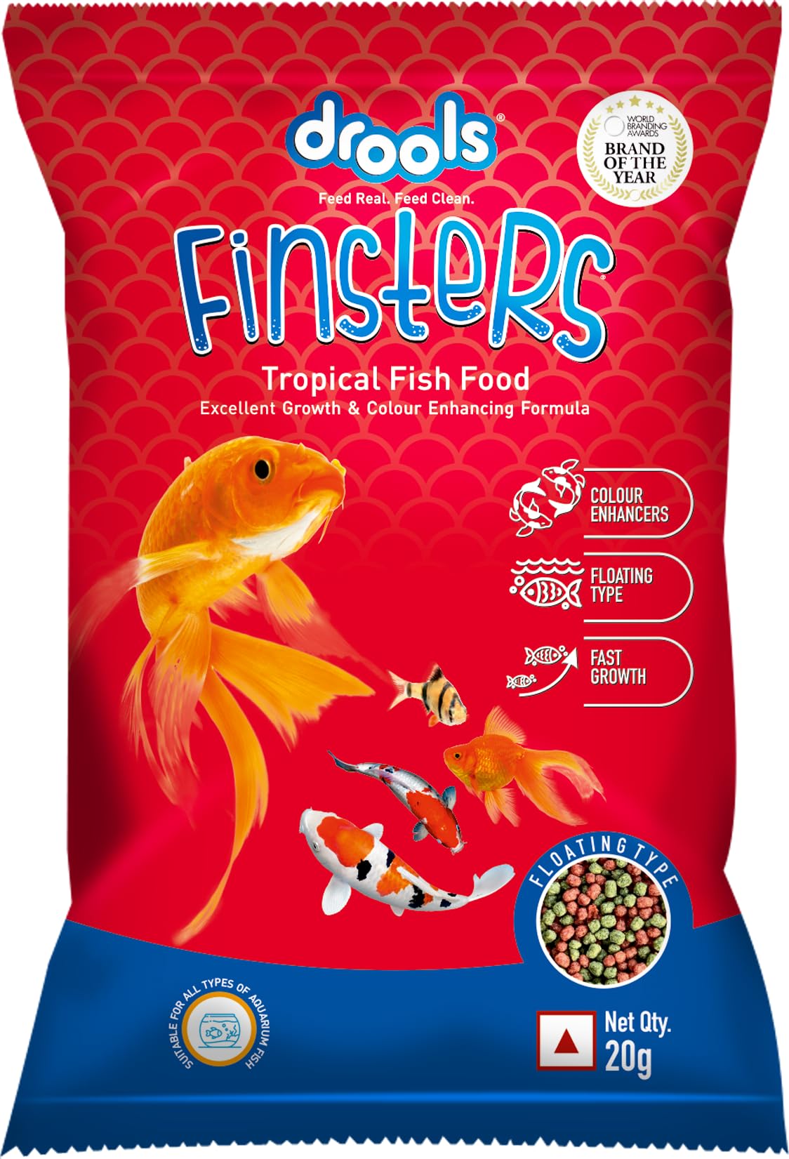 Drools Finsters Tropical Fish Food 1mm 20g Pouch | Sea Food Flavour | Complete Daily Nutrition | Astaxanthin Colour Boost+ | Fast- Growth Protein Blend (24%) | Natural Appetite Enhancers-image-24