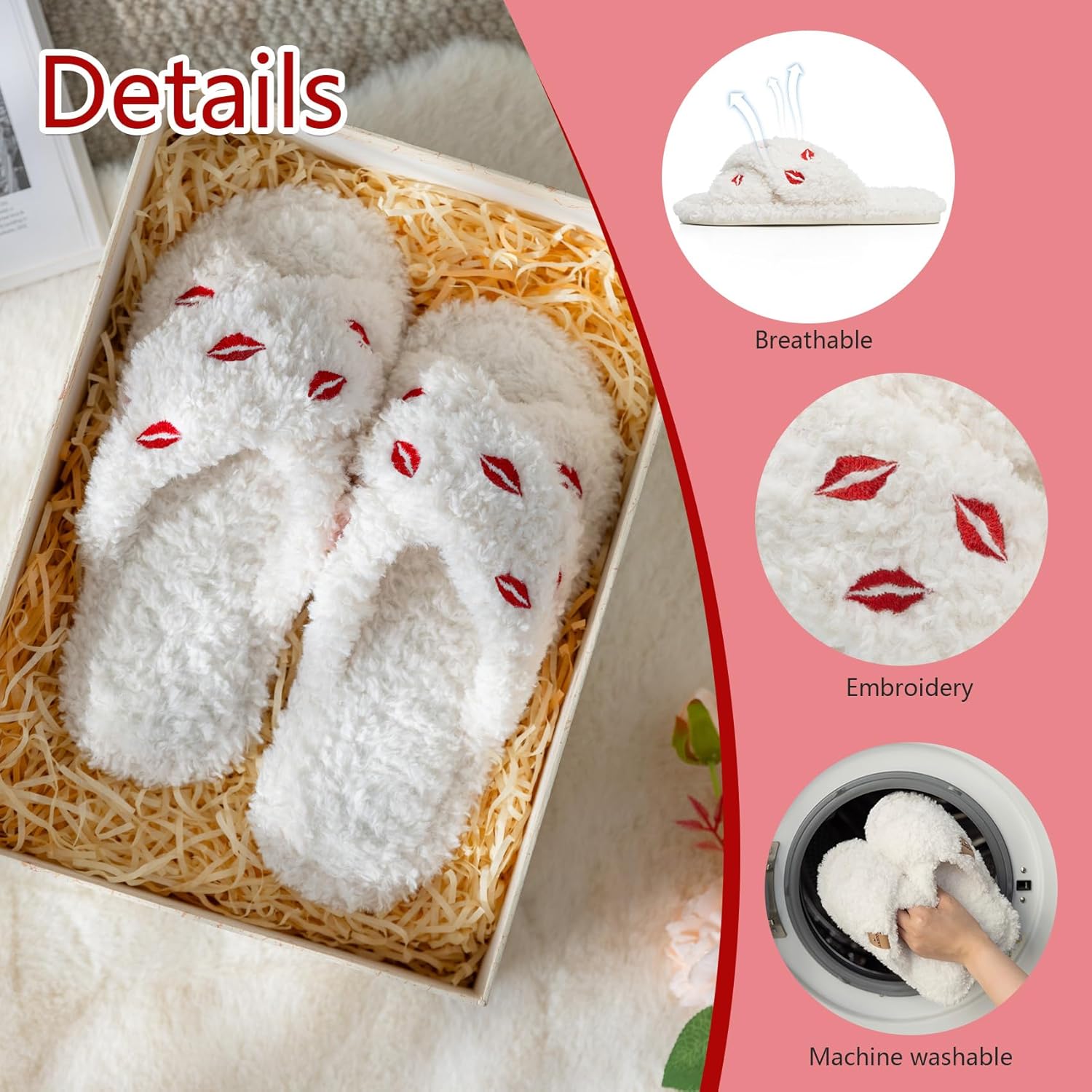 Fuzzy Open Toe Slippers for Women Indoor and Outdoor with Memory Foam Cozy Cross Band Women's Slipper Cute Soft House Shoes Slip On Gifts for Womens Mom Her Ladies Bridesmaid - Image 5