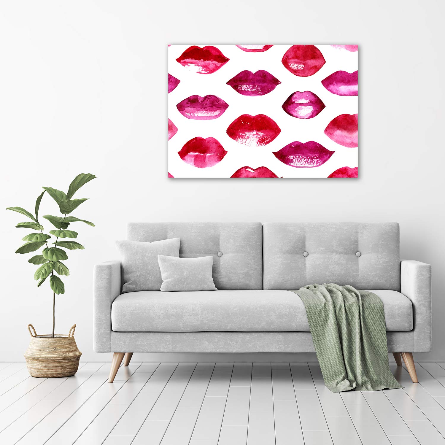 Tulup Tirages sur toile - art mural - tirages sur toile - thème d'image - 100x70 cm - Divers - Rouge - Lèvres Rouges