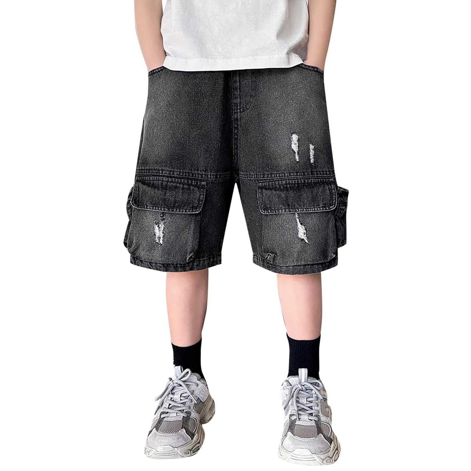 Pantalones cortos de mezclilla cargo para niños vaqueros de verano 8