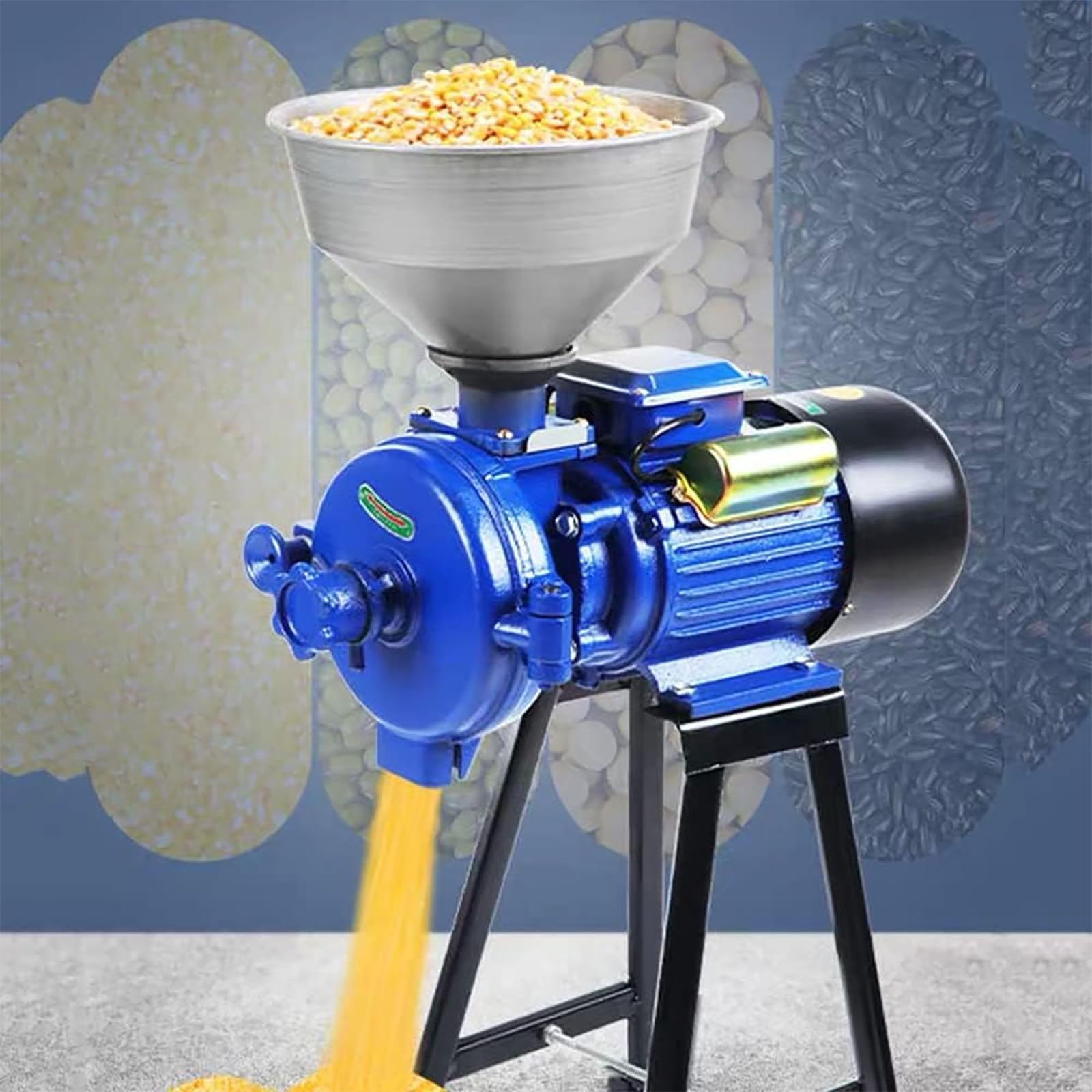 Macina Mais 3000 W, Macina Mais Domestico 220 V Con Imbuto In Alluminio E Dischi In Acciaio, Macinazione 1400 R/min Di Grani Piccoli a Secco E Umido, Spessore Regolabile Per Mangime Per Grano