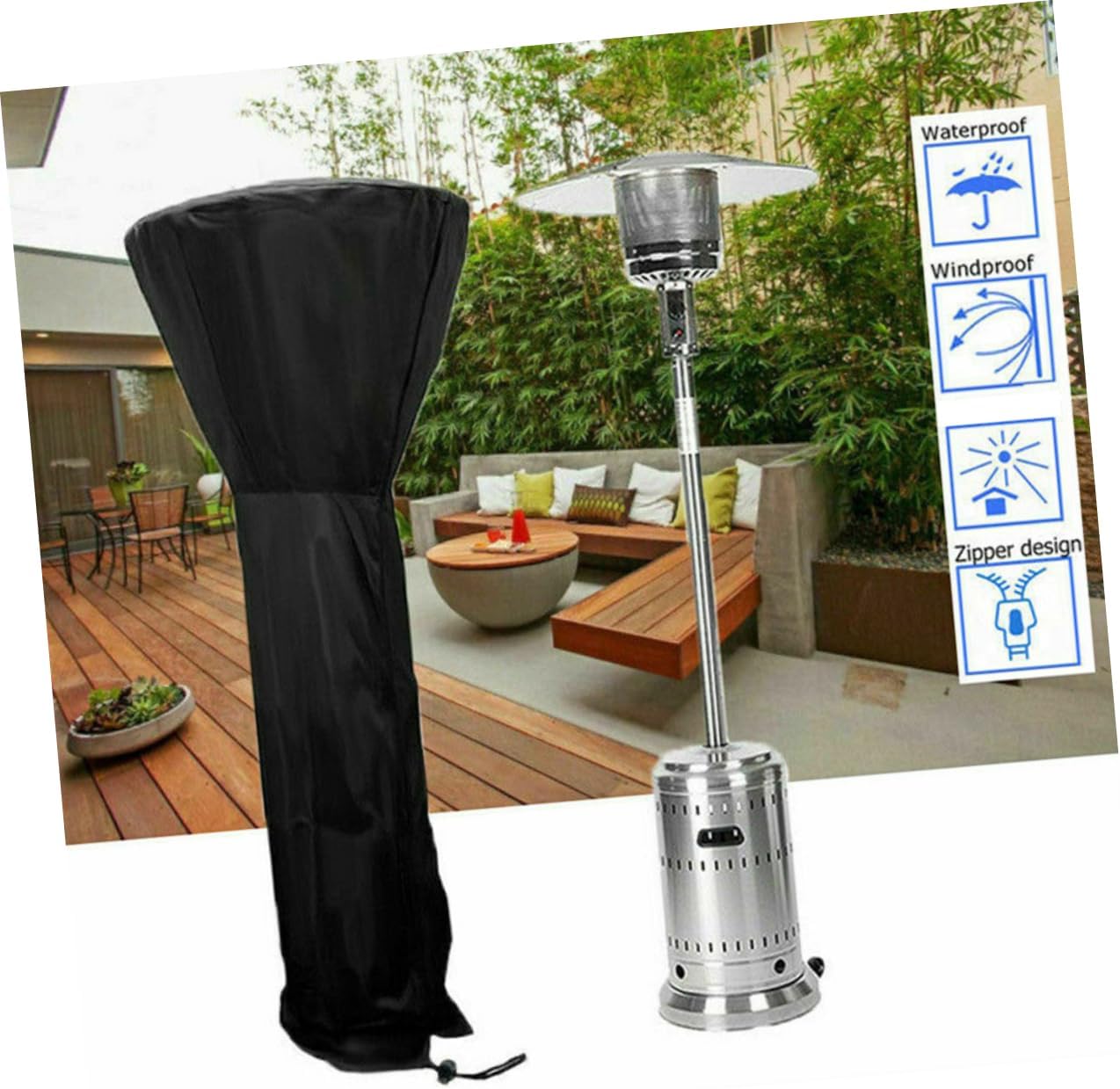 Heater Cover Oxford Easy to Store Lightweight Weatherproof Patio Heater Protector