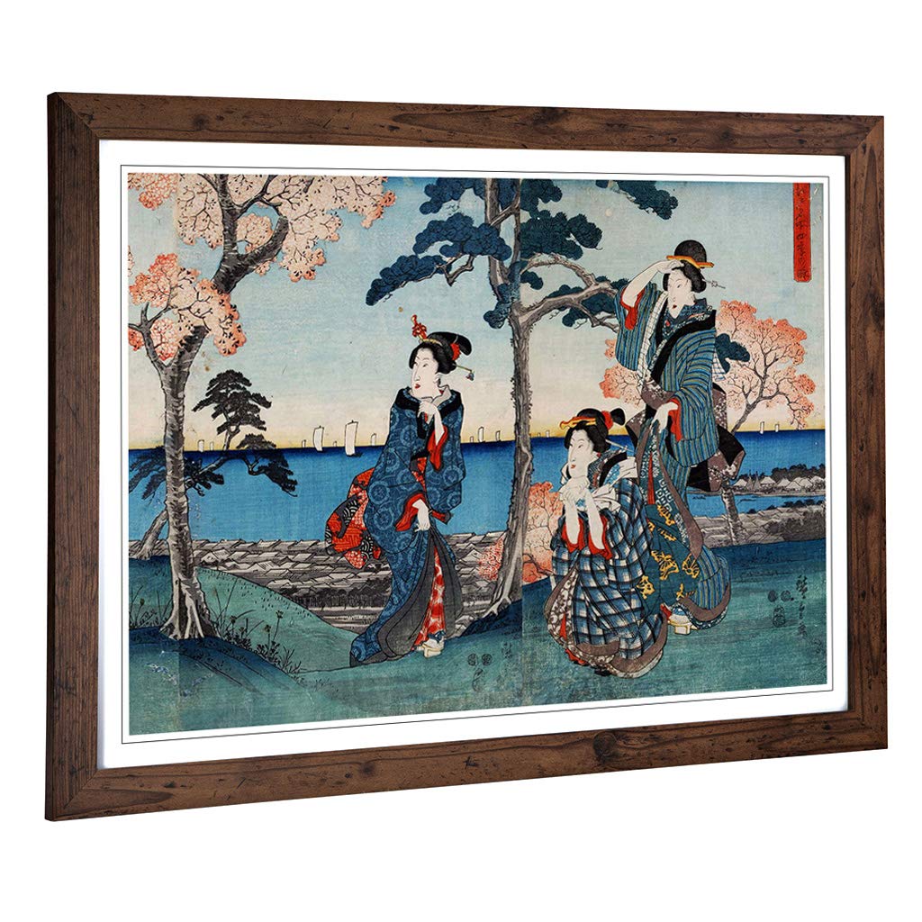 Big Box Art Framed Print of Hiroshige Japanese Oriental (2) Design | Wall Art Picture | Home Decor for Kitchen, Living Room, Bedroom, Hallway, Walnut, A2 / 24.5x18 Inch / 62x45cm