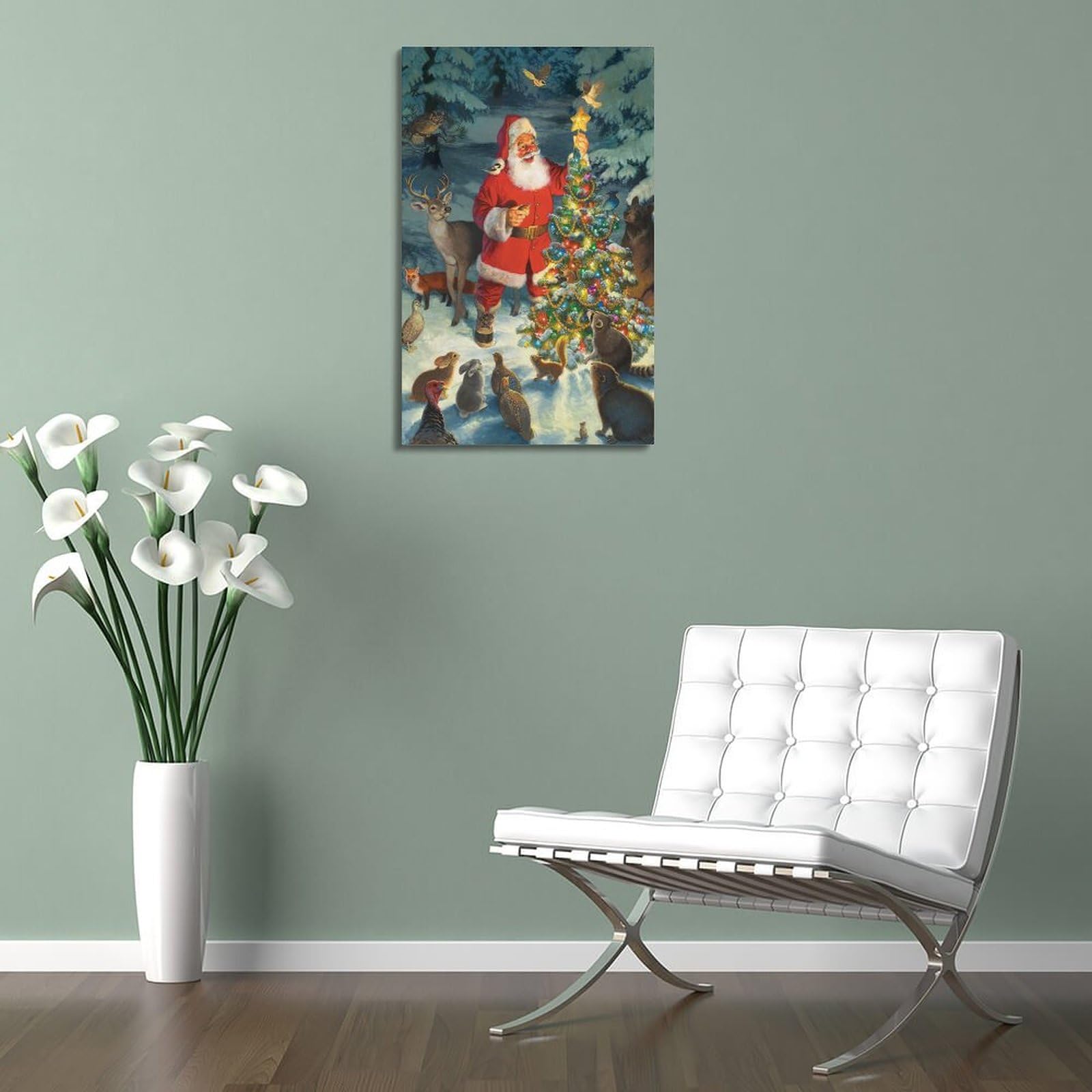 Poster Natale Incorniciato Artifexer - Tela 20x25 Cm Con Babbo Natale - Quadro Vintage Per Parete - Decorazione Casa Cameretta Soggiorno