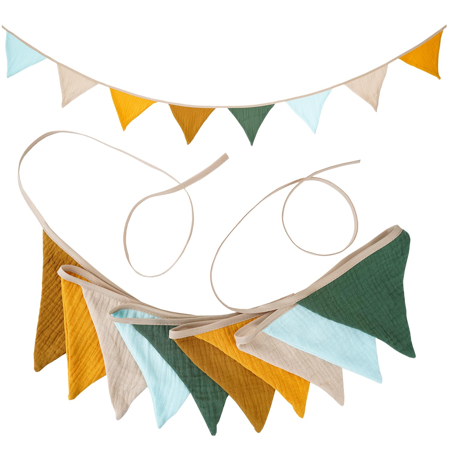 HIVTE Baby Bunting Garland - Nursery Decor, Double Sided Cotton Banner for Birthday, Wedding Shower, Garden Party, Boys Girls Bedroom Decoration (Brownish-Yellow)