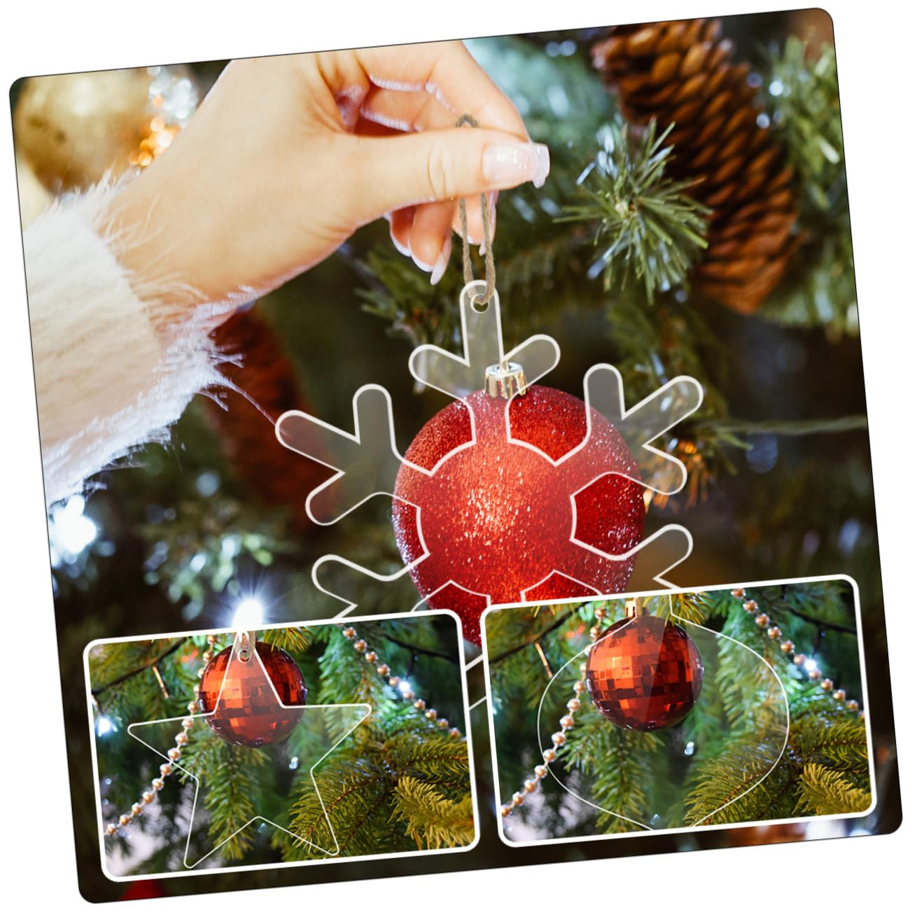 Ciieeo 60 STK Acryl-Schneeflocke Christbaumschmuck Christbaum anhänger Leere weihnachtsverzierungen Weihnachtsbaumschmuck Layout-Zubehör für Weihnachtsszenen Weihnachtsbaum-Anhänger