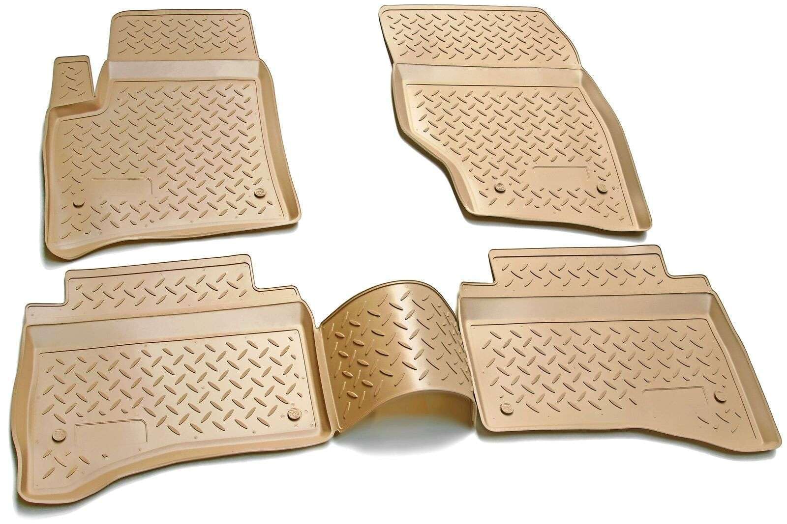 RECAMBO Gummimatten & Kofferraumwanne Set passend für Porsche Cayenne 1 | Typ 9PA | BJ 2002-2010 - 100% passgenaue Auto Fußmatten und Kofferraummatte aus hochwertigen rutschfesten TPE - Beige