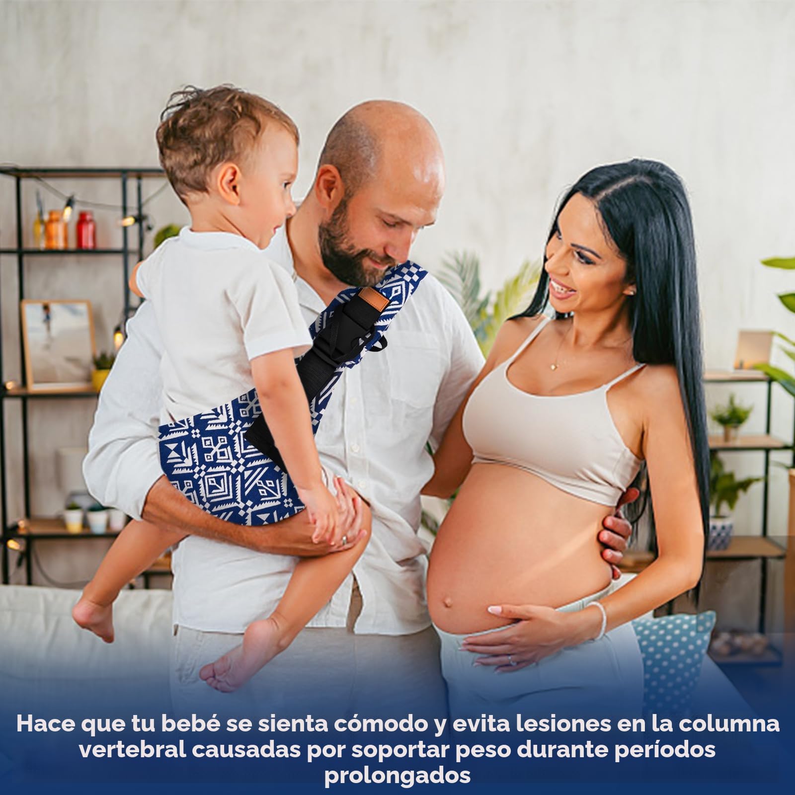 Portabebés Portátil, Portador de Bebé, Ergonómico Portátil, Portabebés Elastico Ajustable para Bebés y Niños Pequeños de 0-36 Meses (azul y blanco)
