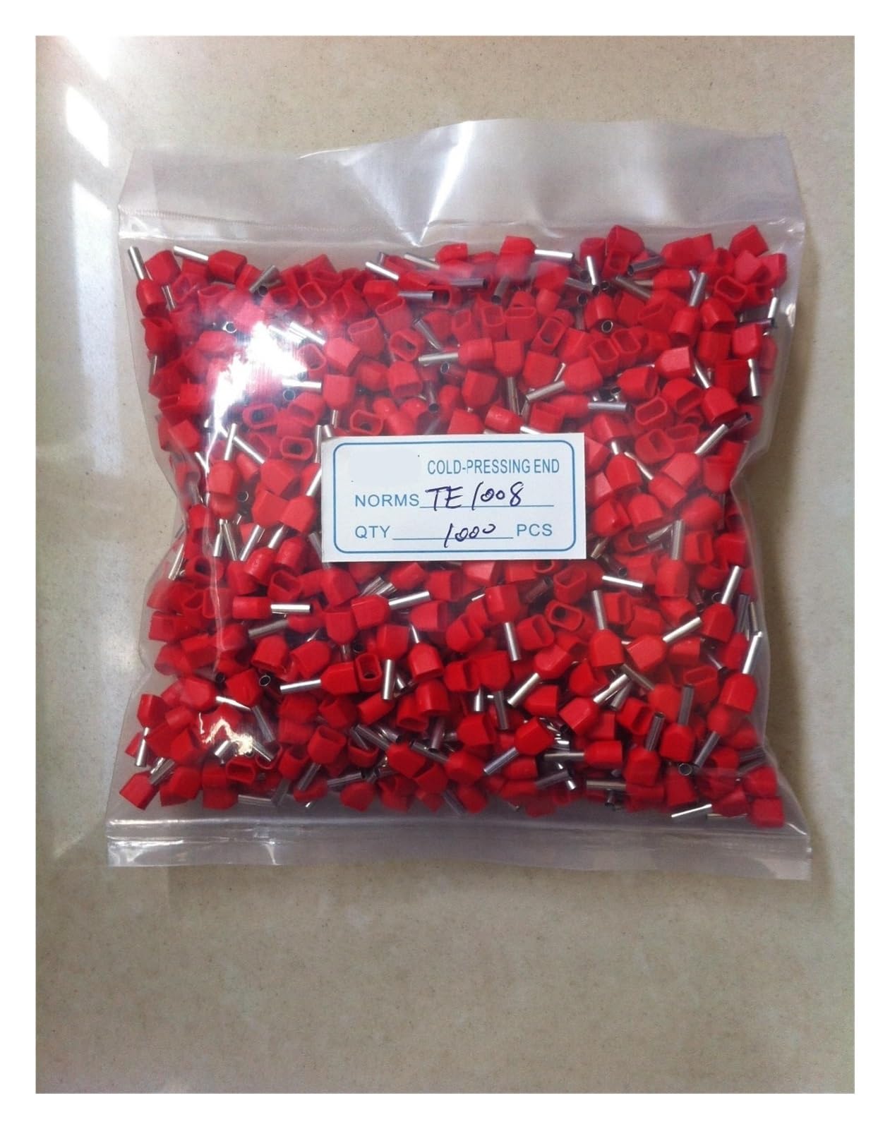 TE1008 - Terminal de doble entrada para 2 conectores de 18 AWG, 2 cables de 1,0 mm, 2,8 mm de longitud