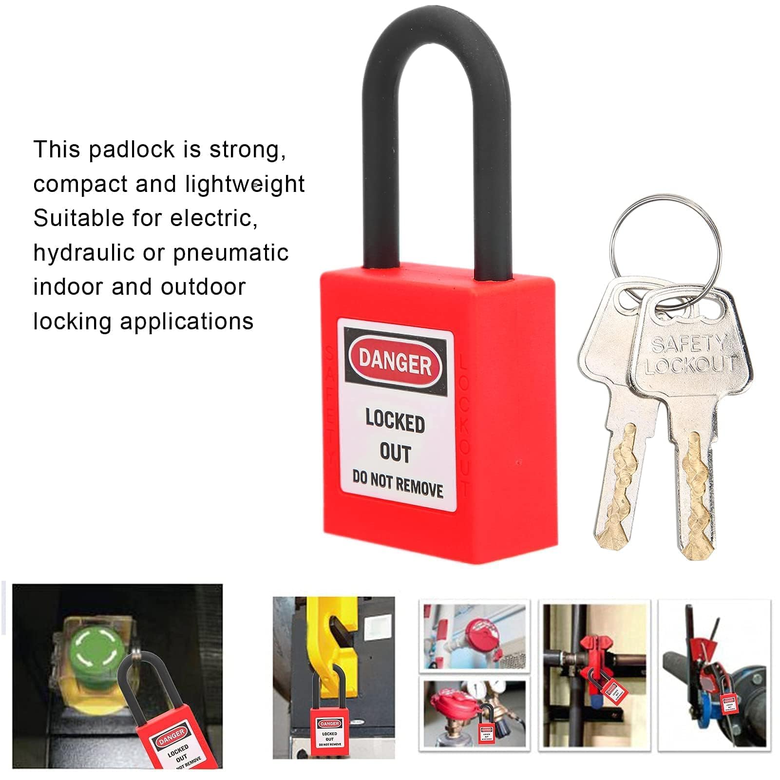 Lockout Lock 38mm, 10 Set Lockout Tagout Lucchetto Strumento di Sicurezza Lucchetti di Sicurezza Elettrica per Fabbriche (Rosso)