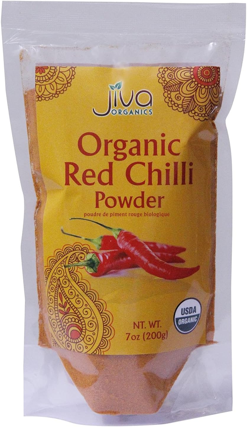 Jiva Organics Organic Red Chili Powder 7 ounce Bag - Extra Hot, Ground Indian Chillies, 100% Natural & Non-GMO