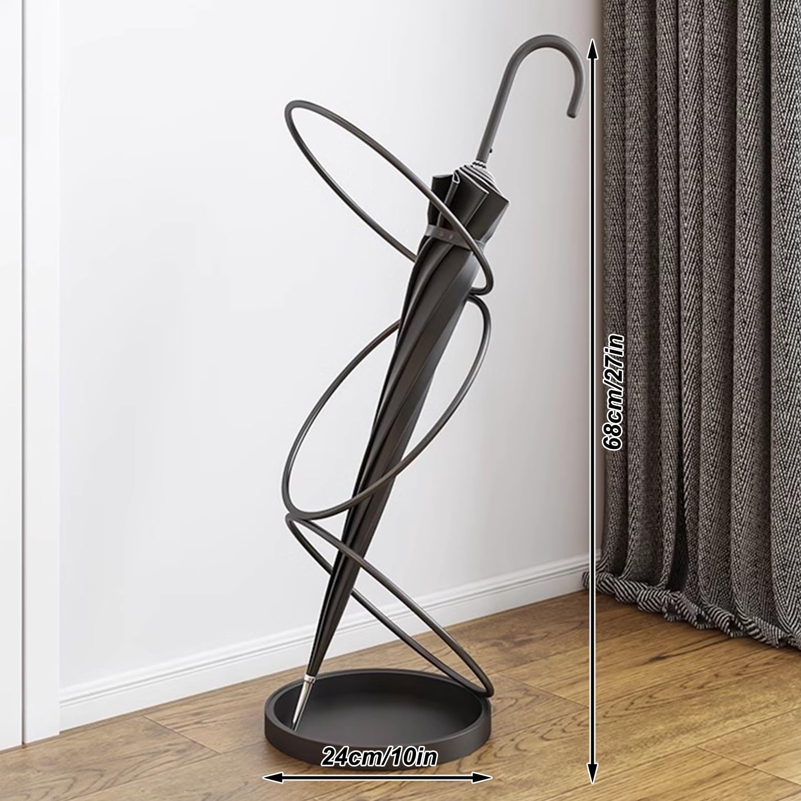 Portaombrelli in Metallo in Stile Nordico Moderno per Ingresso, Porta d'ingresso, Hotel, Design Circolare Creativo, Finitura Dorata, portaombrelli salvaspazio.