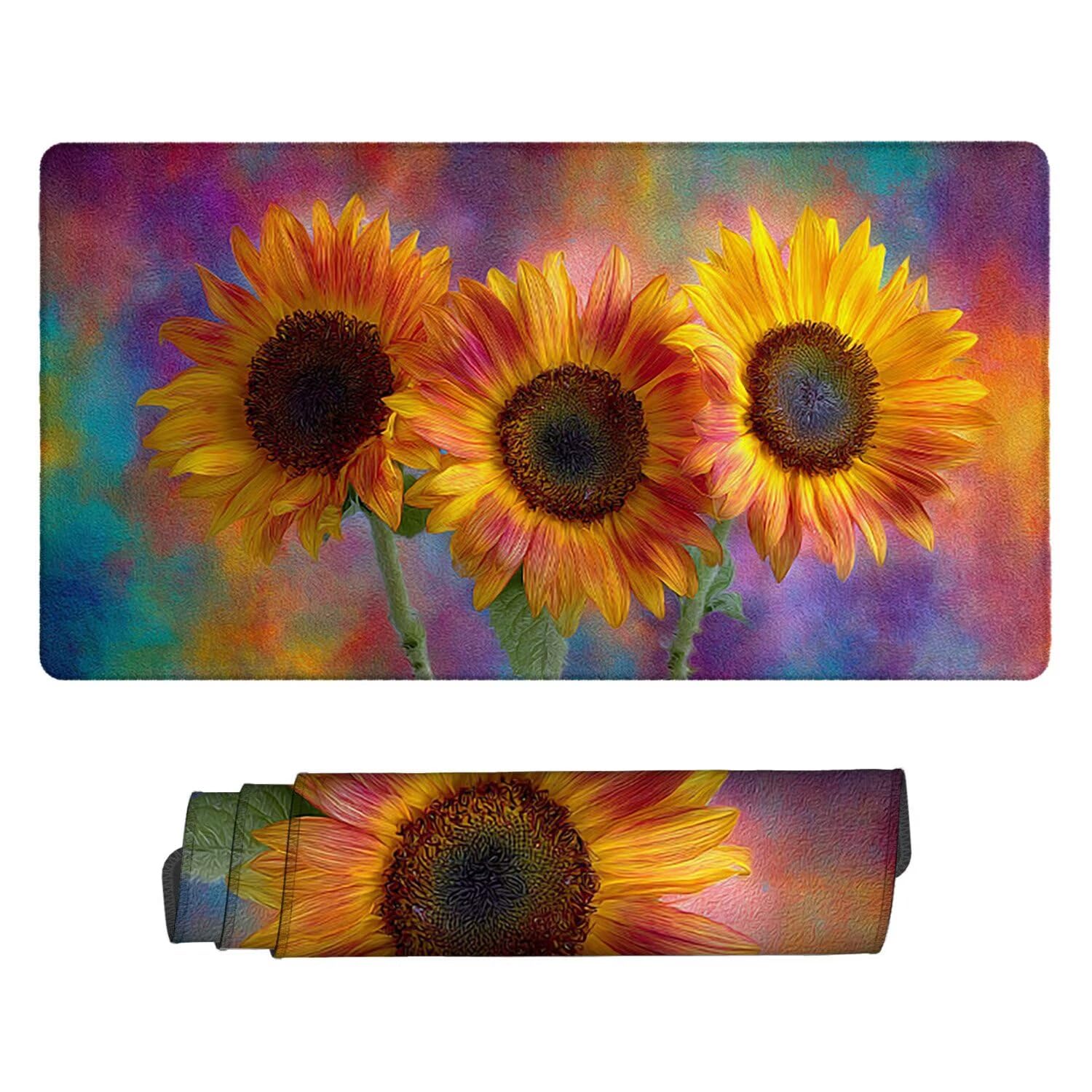 Podkładka pod mysz do gier XXL Mousepad 1000 x 500 mm, duża podkładka pod biurko z antypoślizgową gumową podstawą do gier, komputera, poprawia precyzję i szybkość (słonecznik) X-895
