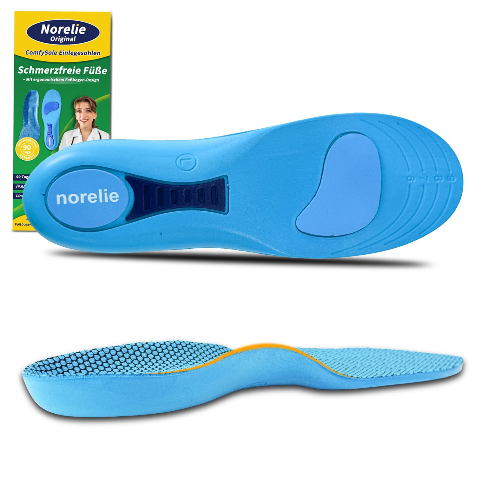 Norelie Orthopaedic Insoles for Men and Women, Plantar Fasciitis High Arch Support Shoe Insoles, Hallux Insole for Flat Feet, Plantar Fasciitis, Foot Pain