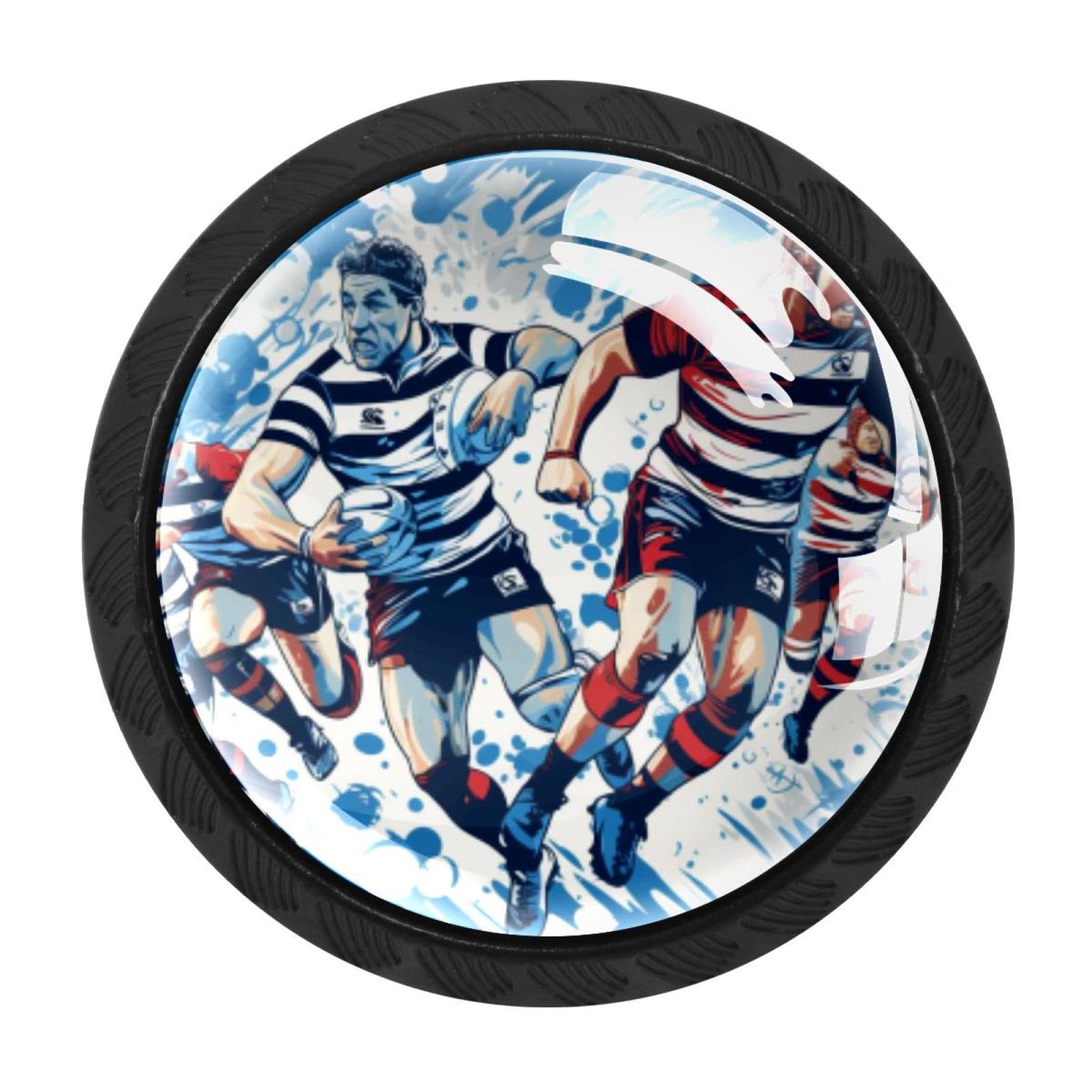 Chenzzzz Multicolored 02 4 Pack Cabinet Handles Rugby Football Kitchen Drawer Pulls Furniture Door Handles For Cupboard Bedroom Wardrobe