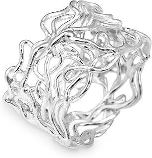 Modern Wire Mesh Twist Band .925 Sterling Silver Ring | Delicate Wedding Rings For Women | Balinese Comfort Fit Silver Rings for Women | Statement Fashion | Sterling Silver Rings Sizes 6-10