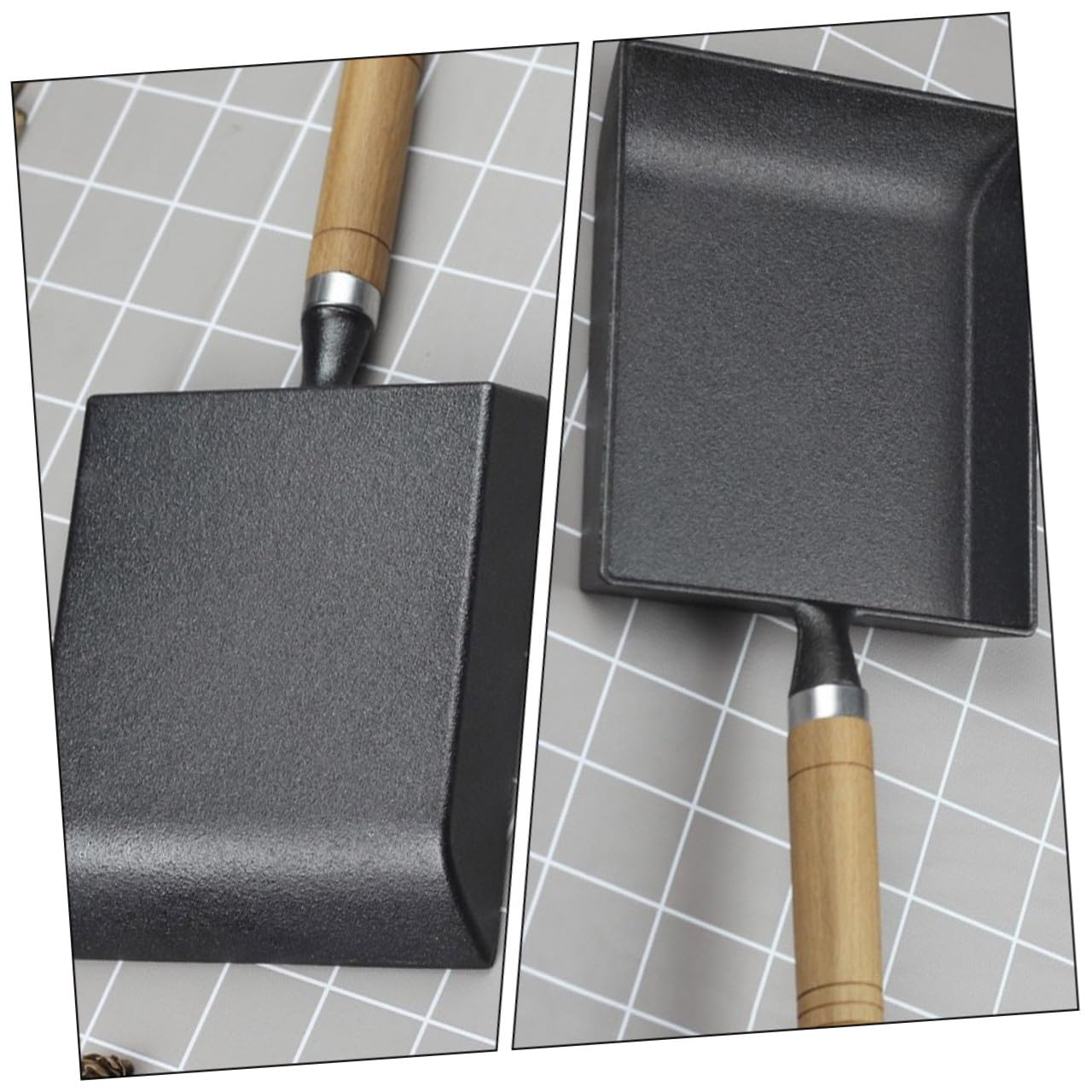 Healeved Padella in Ghisa Quadrata per Uova e Bistecche Manico in Legno Antiscottatura, Fondo Piatto per Cottura Uniforme, Padella Portatile da Campeggio e Barbecue, Multifunzione