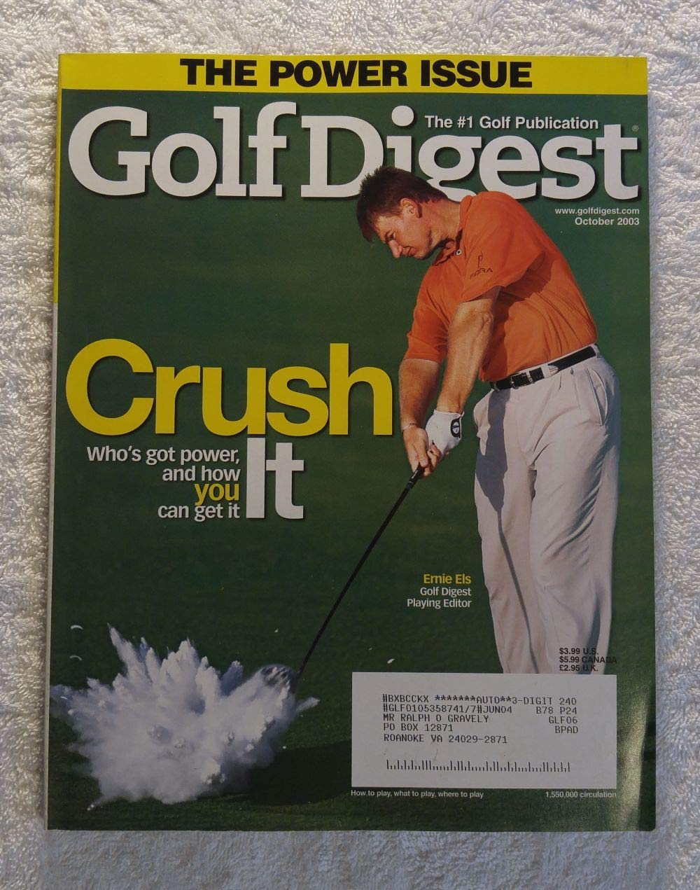 Ernie Els - Crush It - Golf Digest - October 2003 - The Power Issue