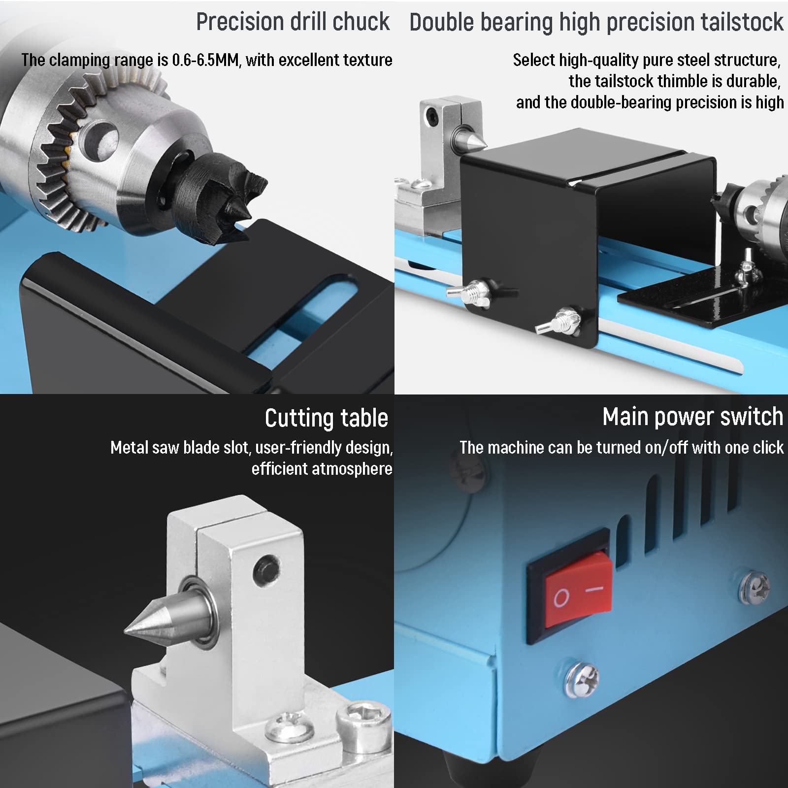 Mini Torno para Madera, Torno for Madera y Metal, 150 W, 12 V-24 V CC, for Pulido de Cuentas CNC, fresado y rectificado, Manualidades de Bricolaje.