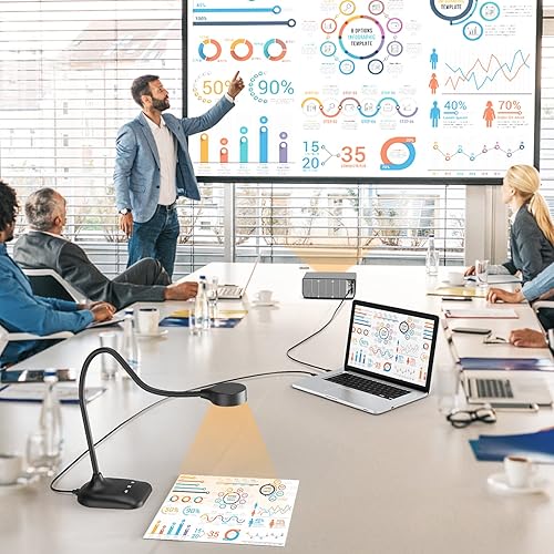 Miniatura 7 de Cámara de documentos USB para profesores, cámara web/doc para aula con formato A3, luces LED de 3 niveles, inversor de imagen, plegable, micrófono