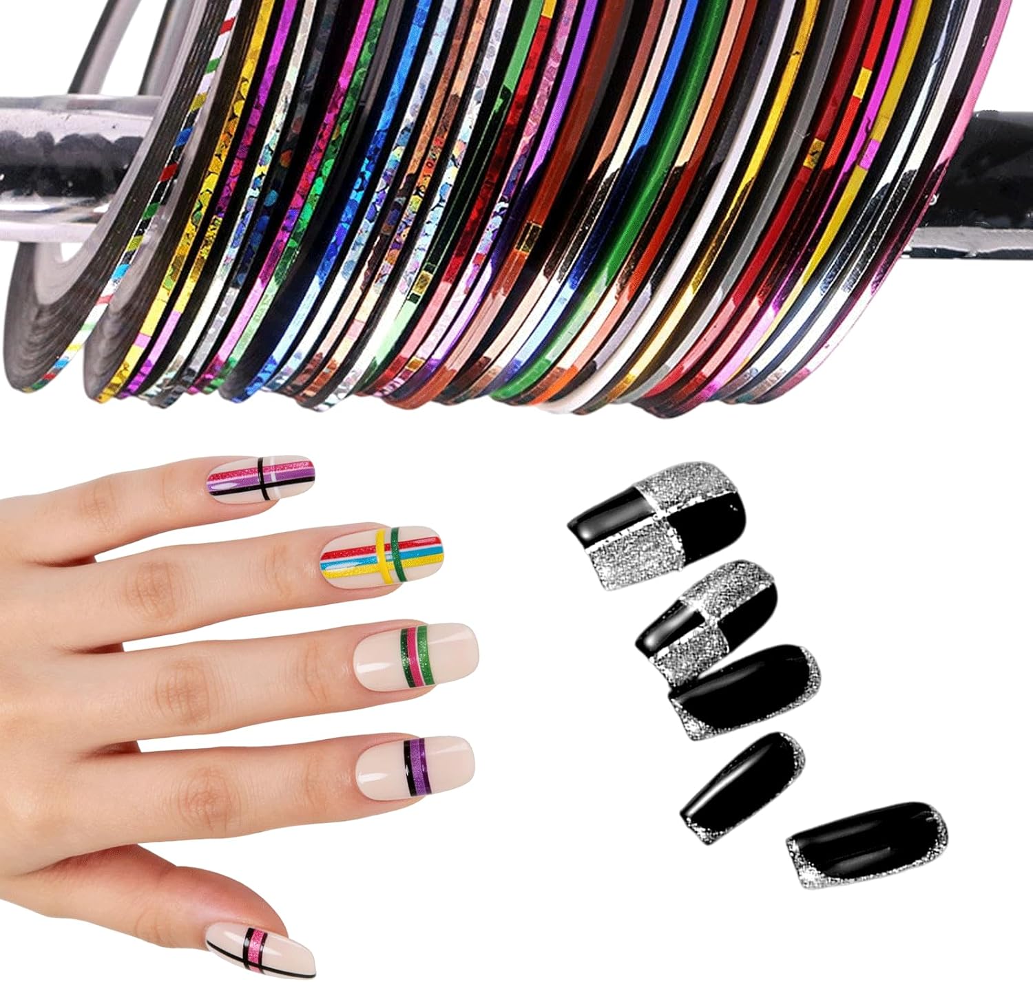 Motiavers 36 Rolls Nail Striping Tape, Colorful Self Adhesive Nail Lines Sticker thumbnail 5