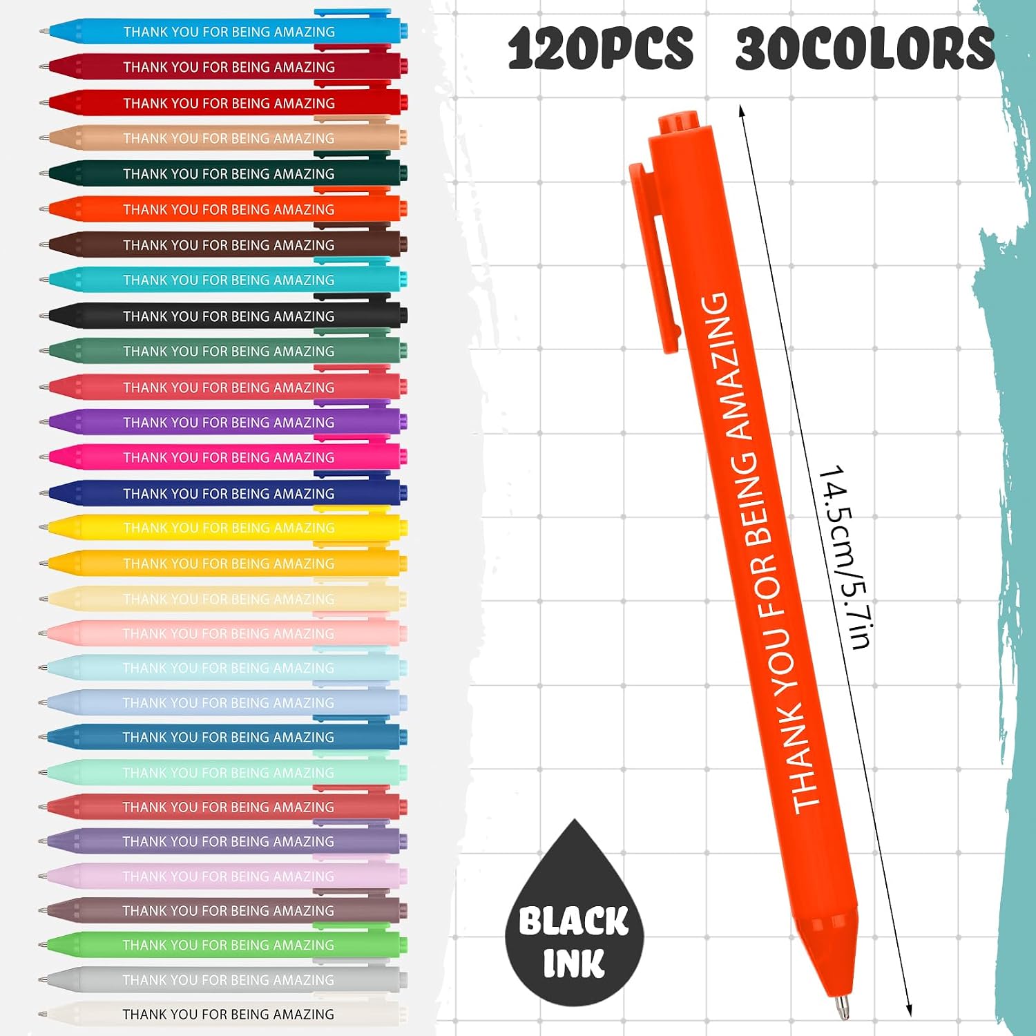 Maitys 120 Pcs Employee Appreciation Gifts Thank You Pens Inspirational Ballpoint Pen Bulk Motivational Gifts for Housekeeping Appreciation Week Teacher Staffs Team Nurse Assistant Office Worker