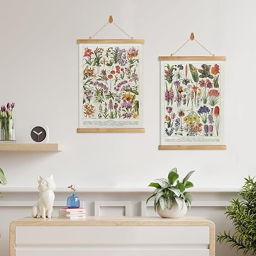 Miniatura 13 de XIAOAIKA Póster de botánica vintage con marco de madera, tabla de plantas venenosas antiguas, arte educativo botánico con especies peligrosas, 1