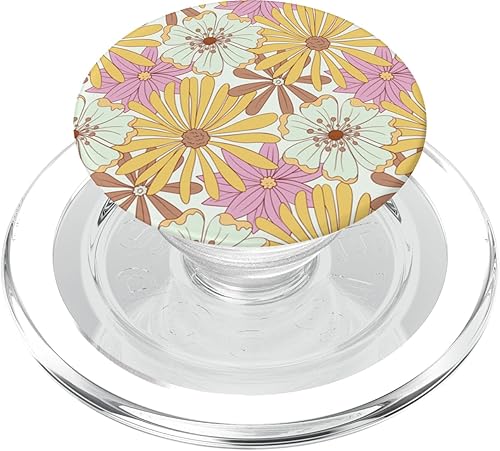 Miniatura 7 de PopSockets PopSockets Swappable PopGrip Vintage Wild Flower Hippie 60s 70s Estética Amarillo Rosa
