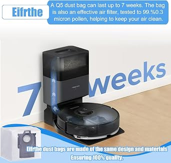 20 pack Dust Bags for robo-rock Disposable Dust Bag Q5 Q5+ Q7 Q7+ Q7 Max Q7 Max+ S7 MaxV Ultra S8+ S8 Pro Ultra Robot Vacuum,q5 bags:3L Large Capacity Disposable Bag Replacement