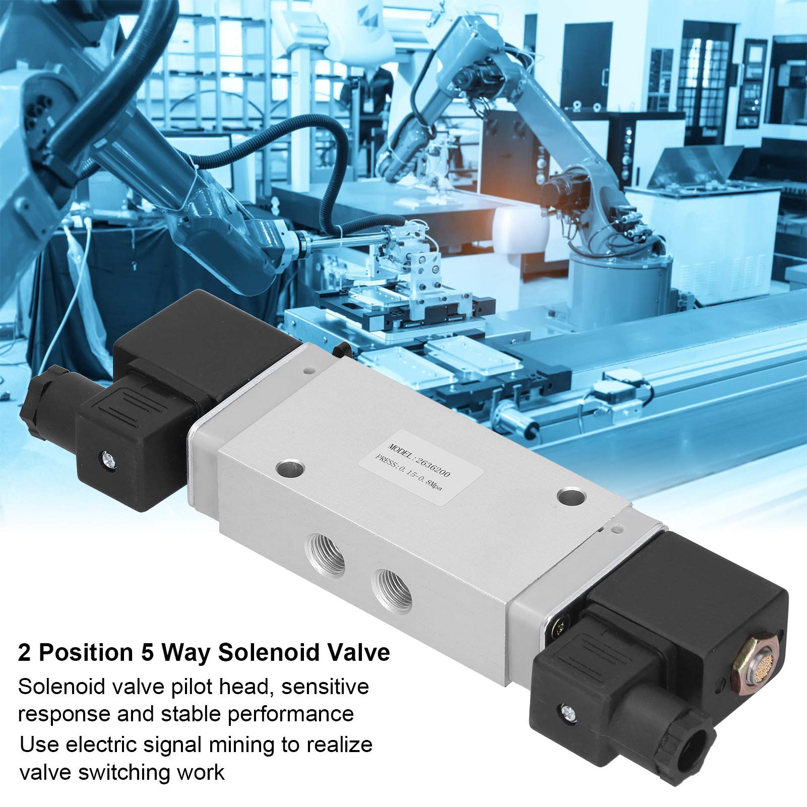 Válvula Solenoide de 2 Posiciones y 5 Vías Suministros Industriales Controlados Electrónicamente G1/4in 2636200 (CC 24 V)