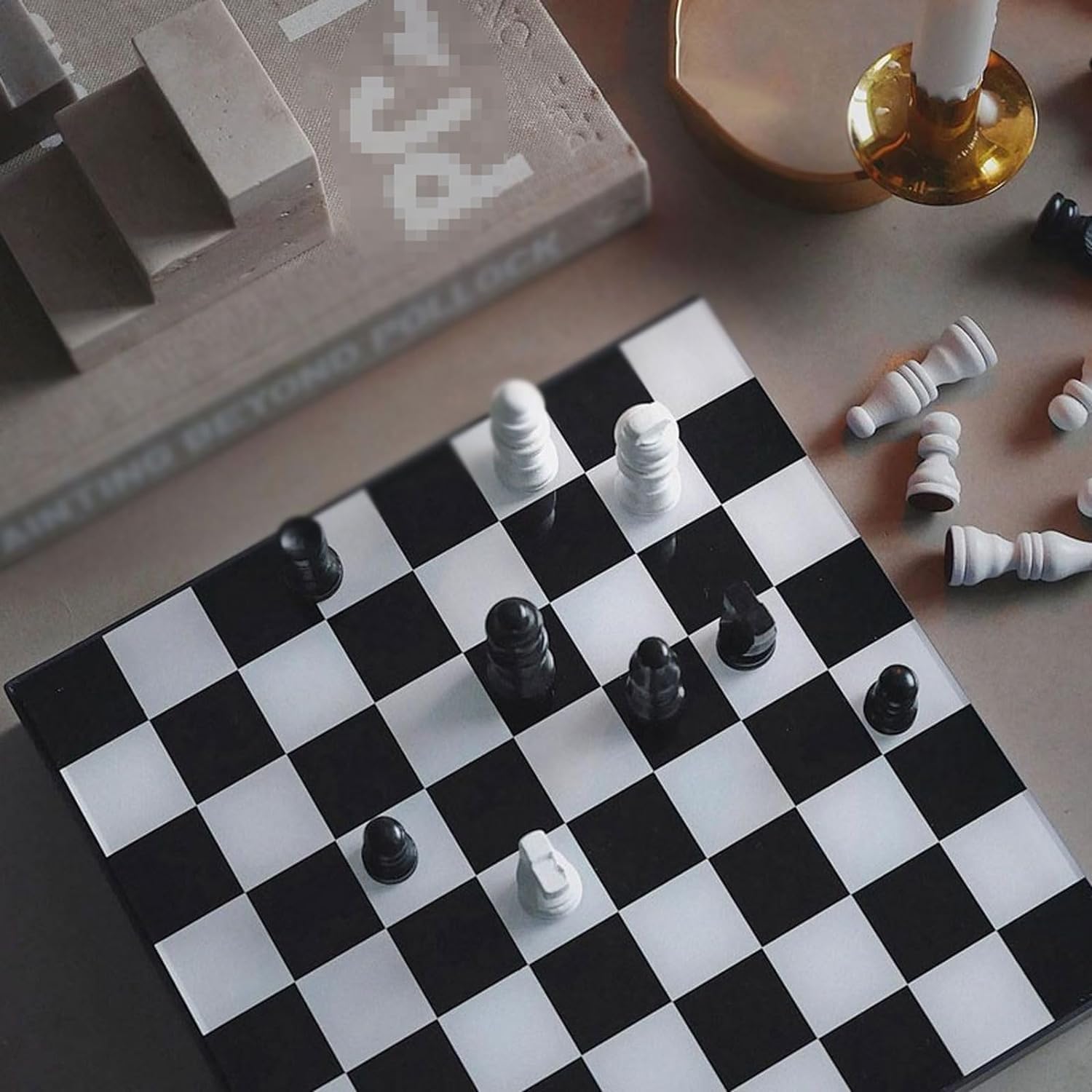 MRKU Set di Scacchi in Legno International Chess Set di Scacchi da torneo Professionale con Slot per riporre Gli Scacchi da Viaggio Scacchiera da Tavolo Gioco di Scacchi Regali