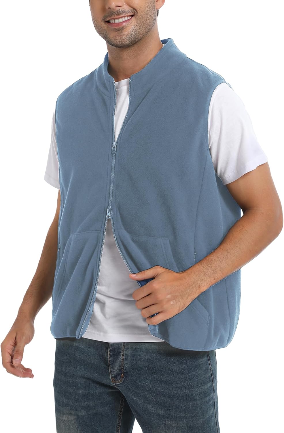 Argstar Polar Fleece Vest Men, Warm & Lightweight Casual Outdoor Full-Zip Vest with Pockets (S-2XL)