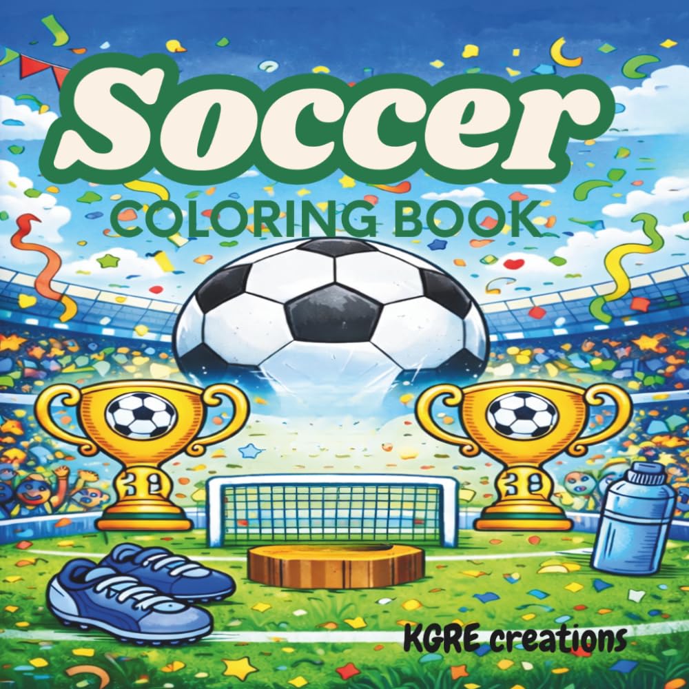 Soccer coloring book: kids range 3-8 years old