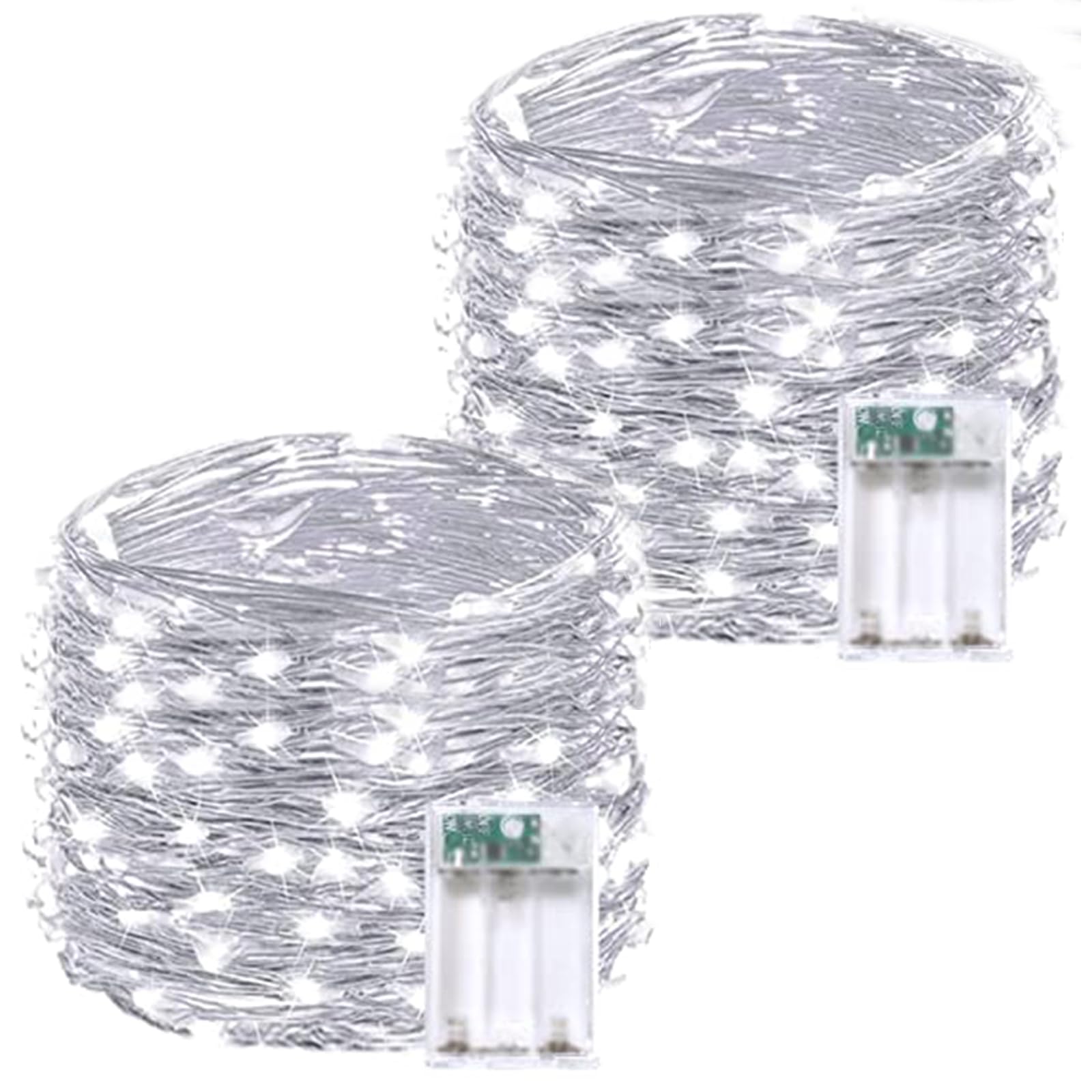 BOSSERN2 Pack 20FT 60LED Fairy Lights Battery Operated, Waterproof Valentine String Lights with Timer, Battery Twinkle Lights for Girl's Bedroom Valentine Decorations (Cool White)