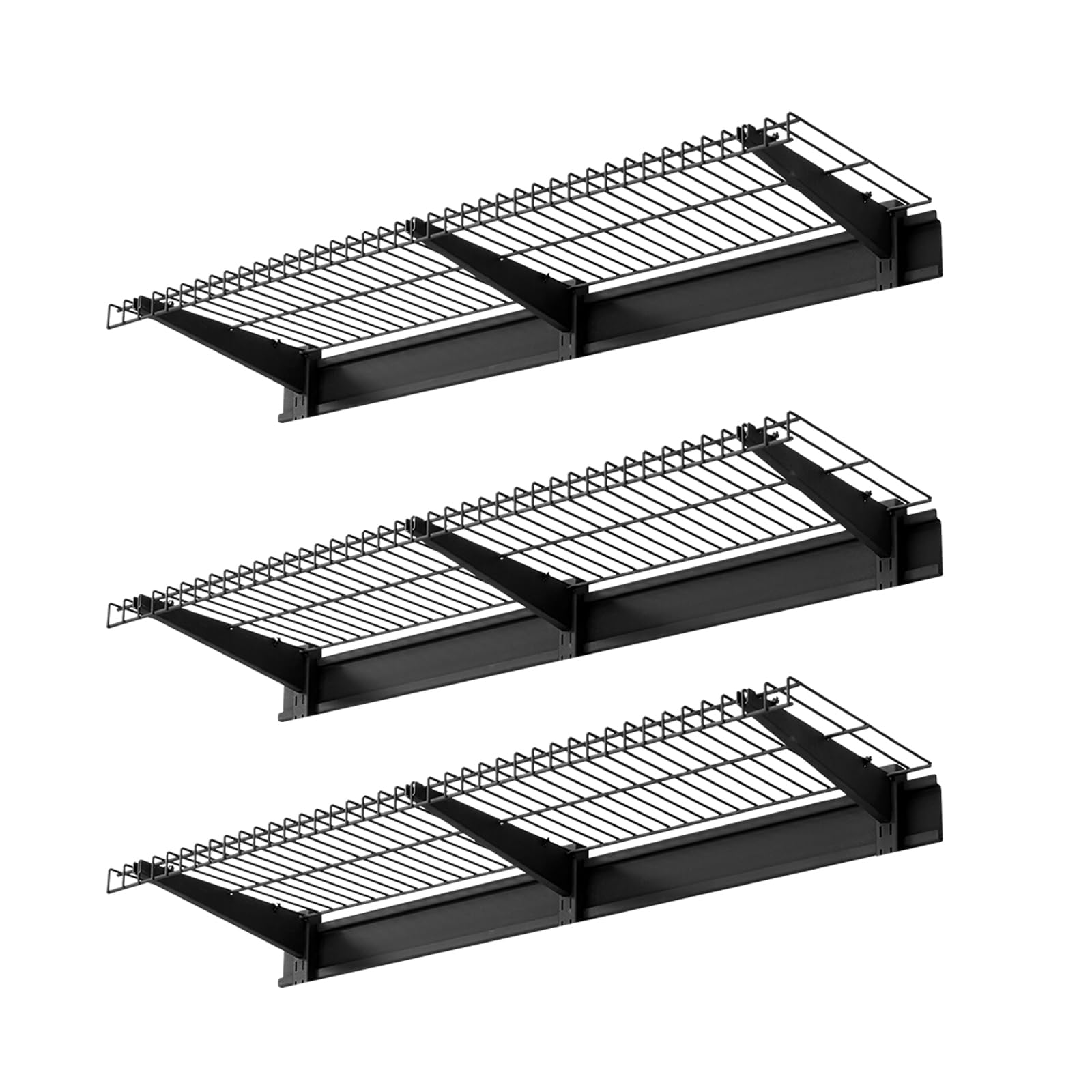 VEVOR Estantería de Pared de Acero Resistente 275 x 914 mm, Carga 68 kg por Estante, 204 kg en Total, Distancia Ajustable 40 cm, Juego de 3 Estanterías Flotantes para Lavandería Taller Cocina Garaje