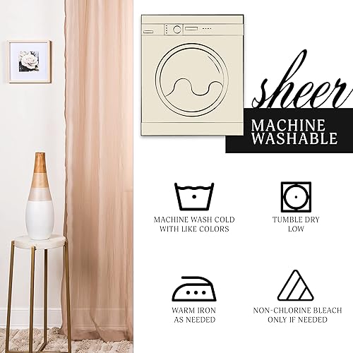 Miniatura 5 de Best Home Fashion Juego de 2 paneles de cortinas transparentes de gasa triturada tratamiento de ventana transparente con ojales de bronce antiguo