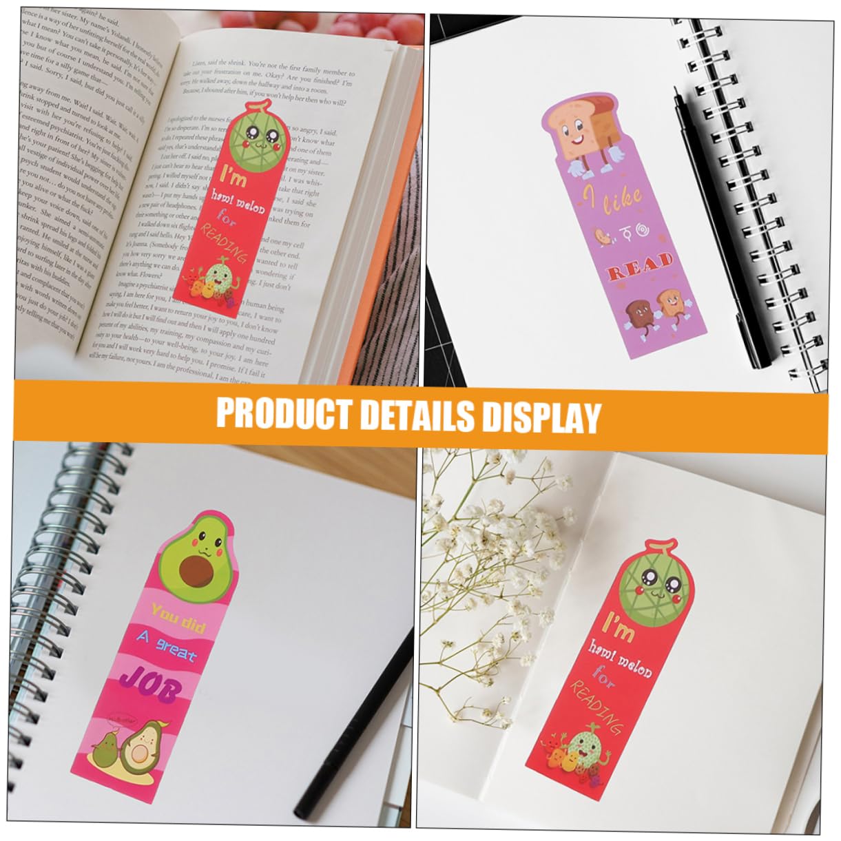 NUOBESTY 144stücke Duftende Früchte Lesezeichen Cartoon Frucht Designs Bunte Und Lustige Buchmarkierungen Für Jugendliche Zum Lesen Und Verschenken