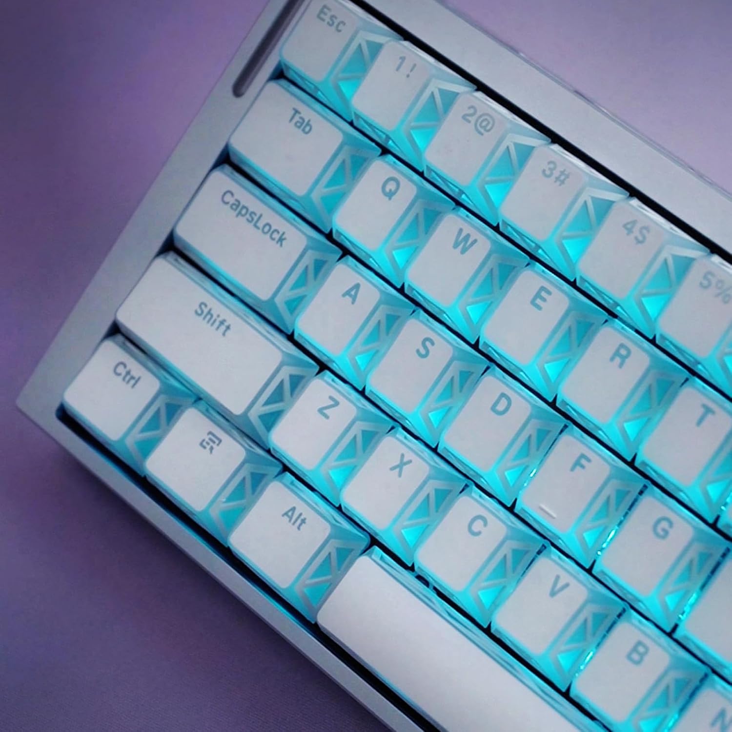 PBT Shine Through Keycaps, White Cherry Profile Translucence Key Cap Set