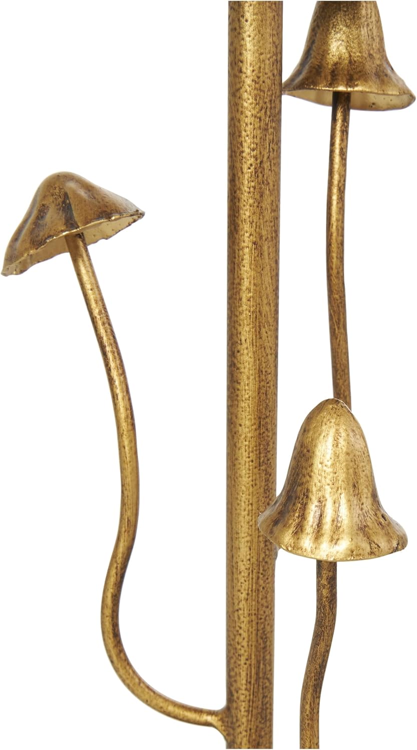 Deco 79 Metal Abstract Decorative Candle Holder Mushroom Inspired Candle Stand, Set of 2 Candlestick Holder 10", 7" H, Gold - Image 5