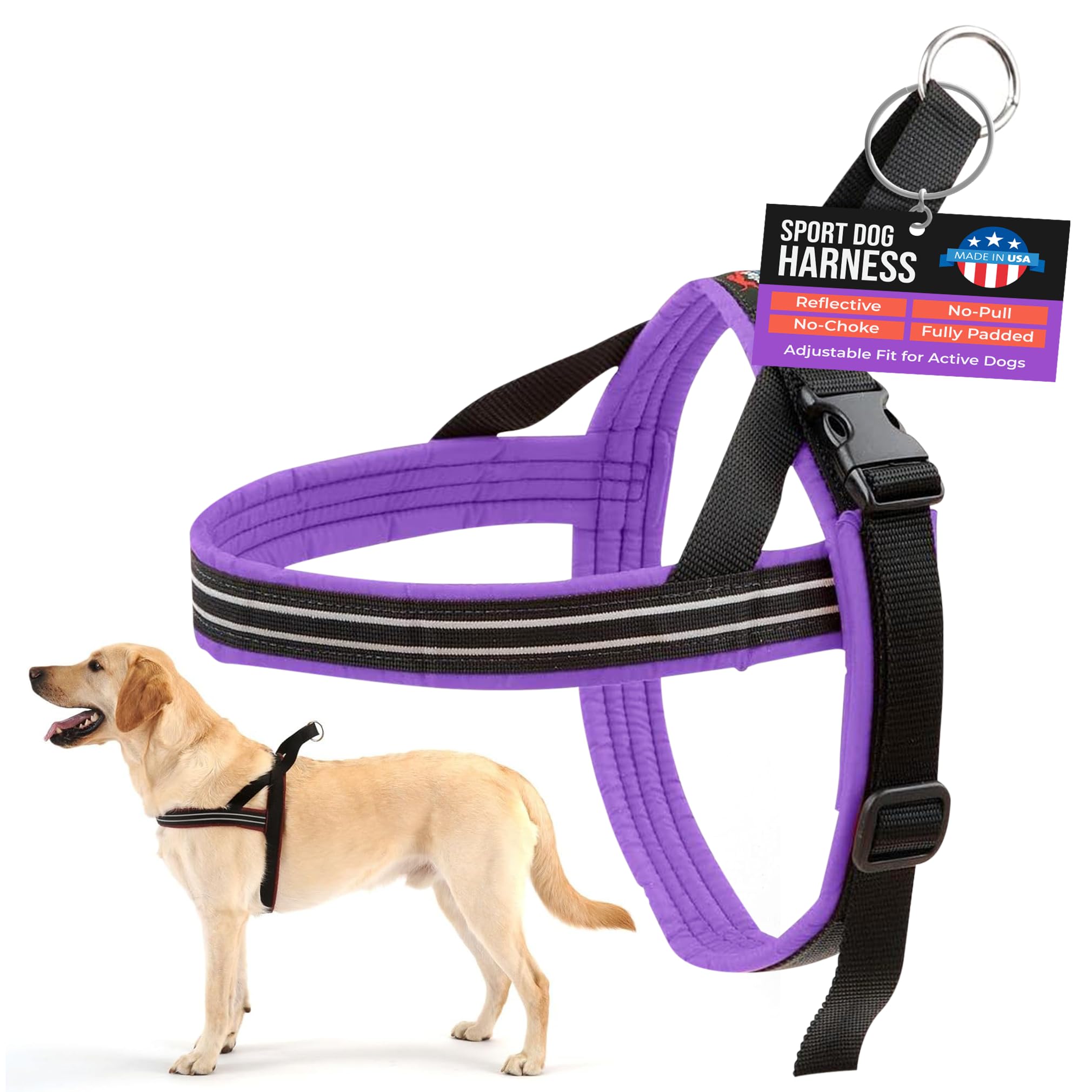 ComfortFlex Sport Dog Harness – No-Choke, Fully Padded, Non-Chafing Harness with Control Handle – Reflective, Lightweight, Adjustable for Active Dogs