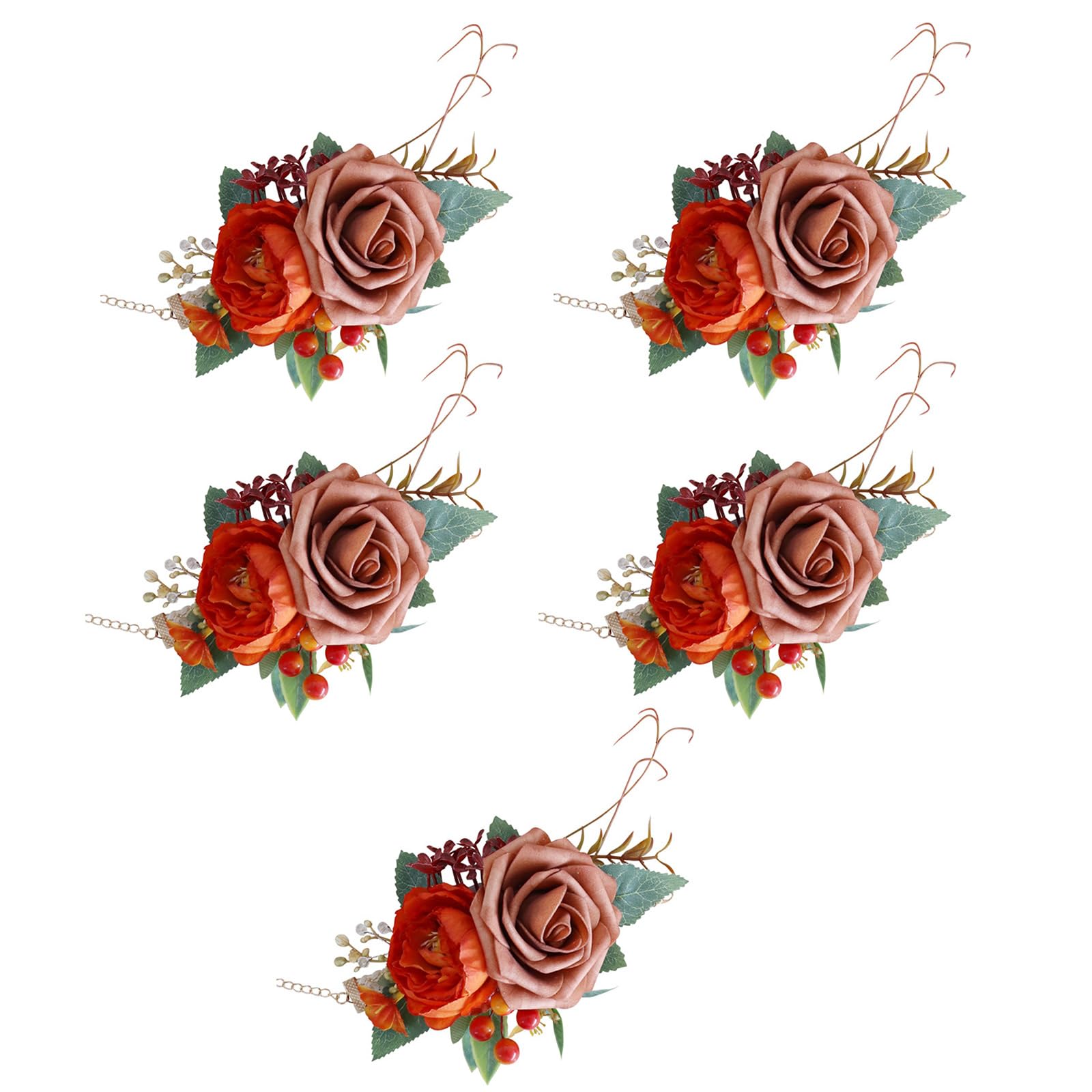 Tsophreniq 5Pcs Flower Wrist Corsages for Wedding, Rose Wrist Corsages for Bride Bridesmaid, Ceremony Anniversary Flower Accessory