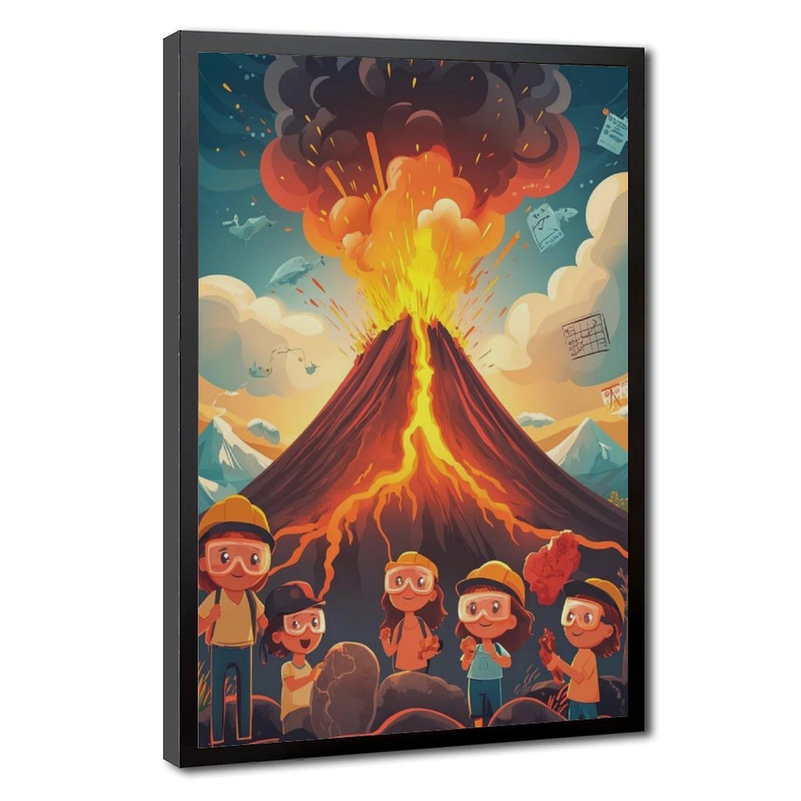 TASJFZS Volcano Science,Geology for Kids,Eruption Learning Art Canvas Poster Bedroom Decor Landscape Office Room Decor Gift 12" L X 18" W