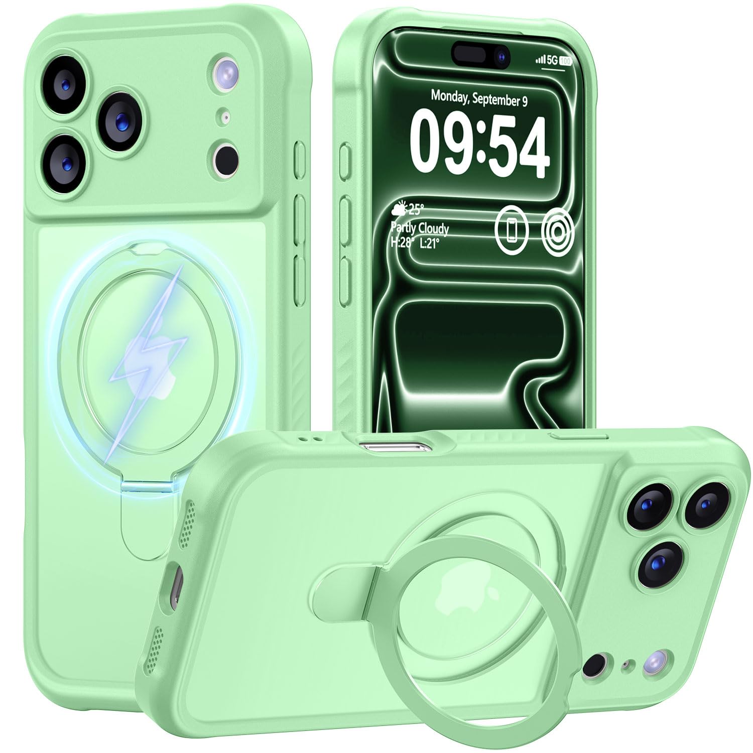 MOCCA Magnetic for iPhone 17 Pro Case with Stand,Matcha Green