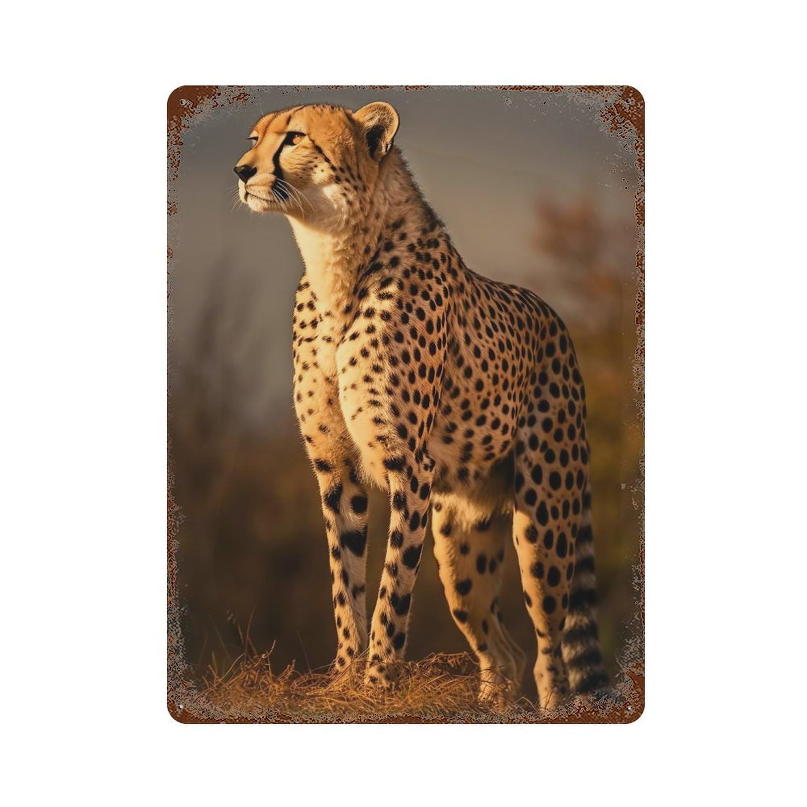 Majestic Cheetah Close Up Retro Metal Sign 15.7"x11.8", for Bistro, Counter And Cafe Decor, Rustic Home Decor